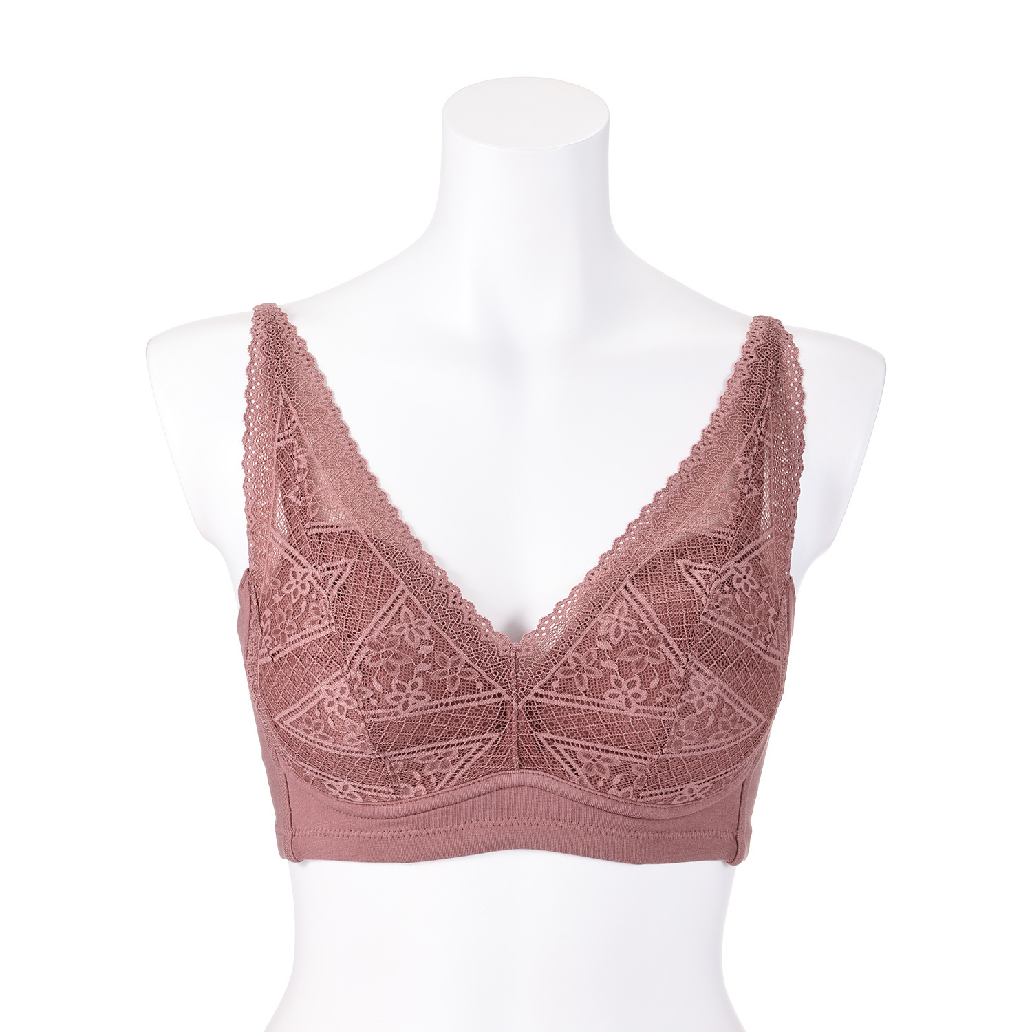 きれいになろう！ 制菌加工 綿混ベア天竺 ノンワイヤーレースブラ ２枚セット