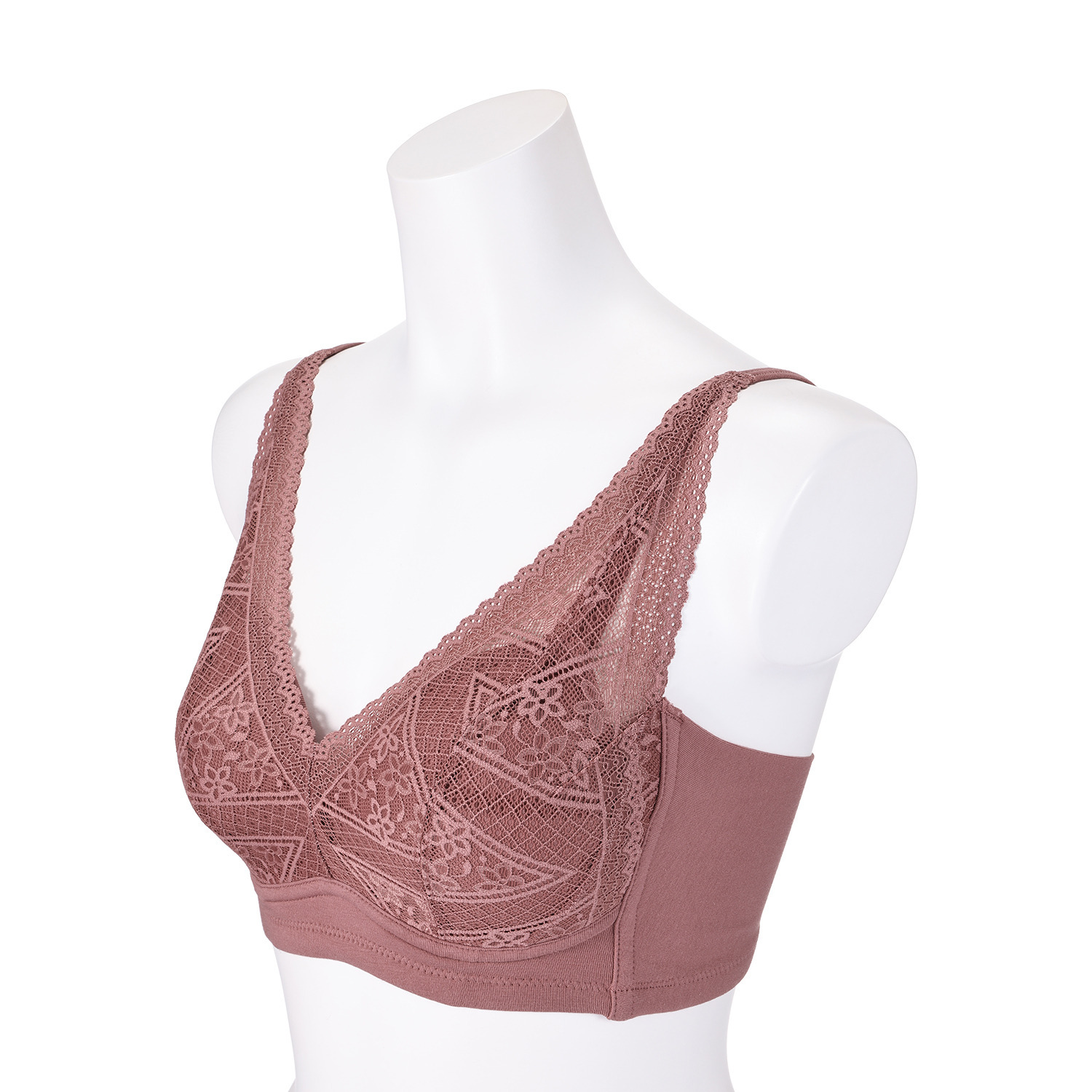 きれいになろう！ 制菌加工 綿混ベア天竺 ノンワイヤーレースブラ ２枚セット