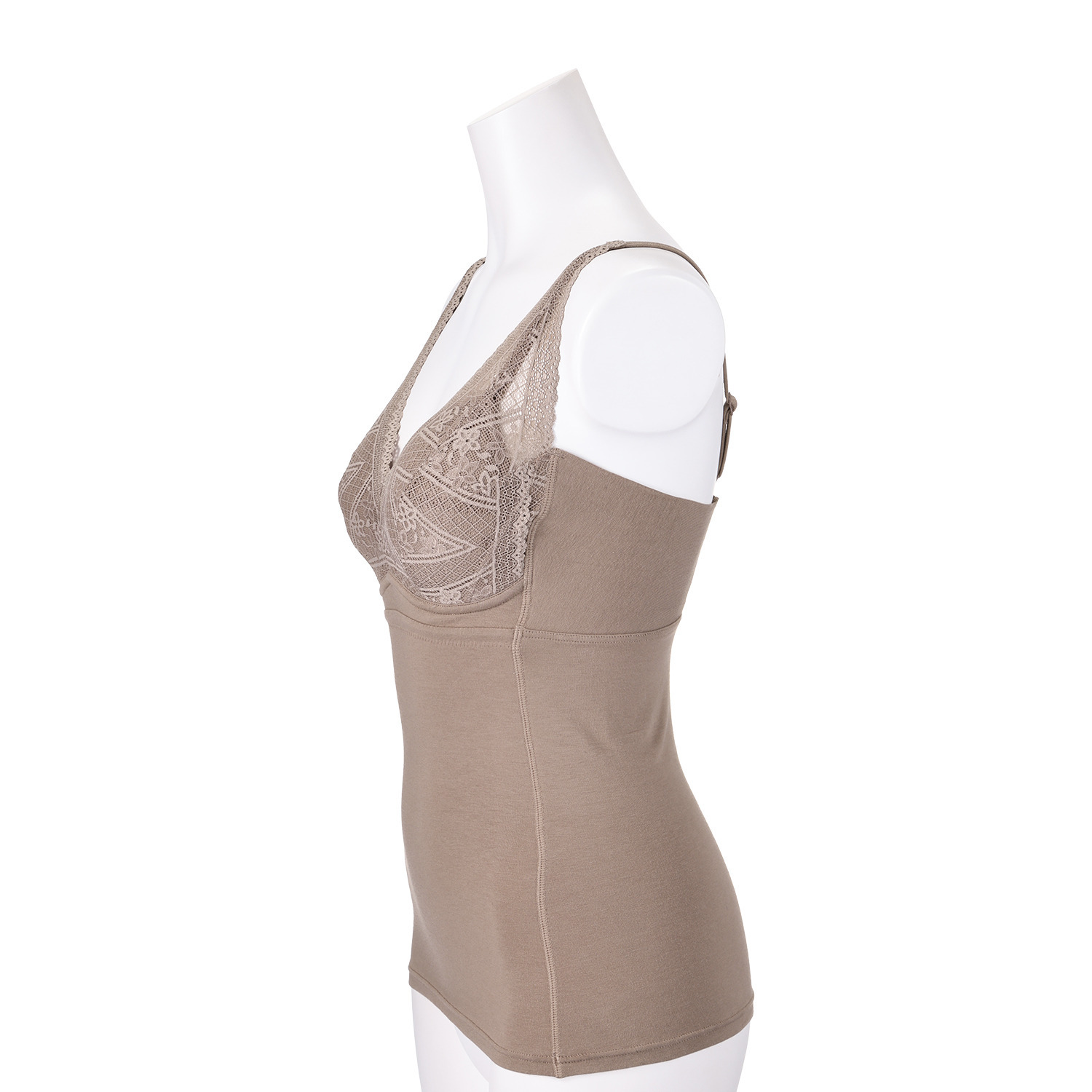 きれいになろう！ 制菌加工　綿混ベア天竺 ノンワイヤー レースブラキャミ ２枚セット