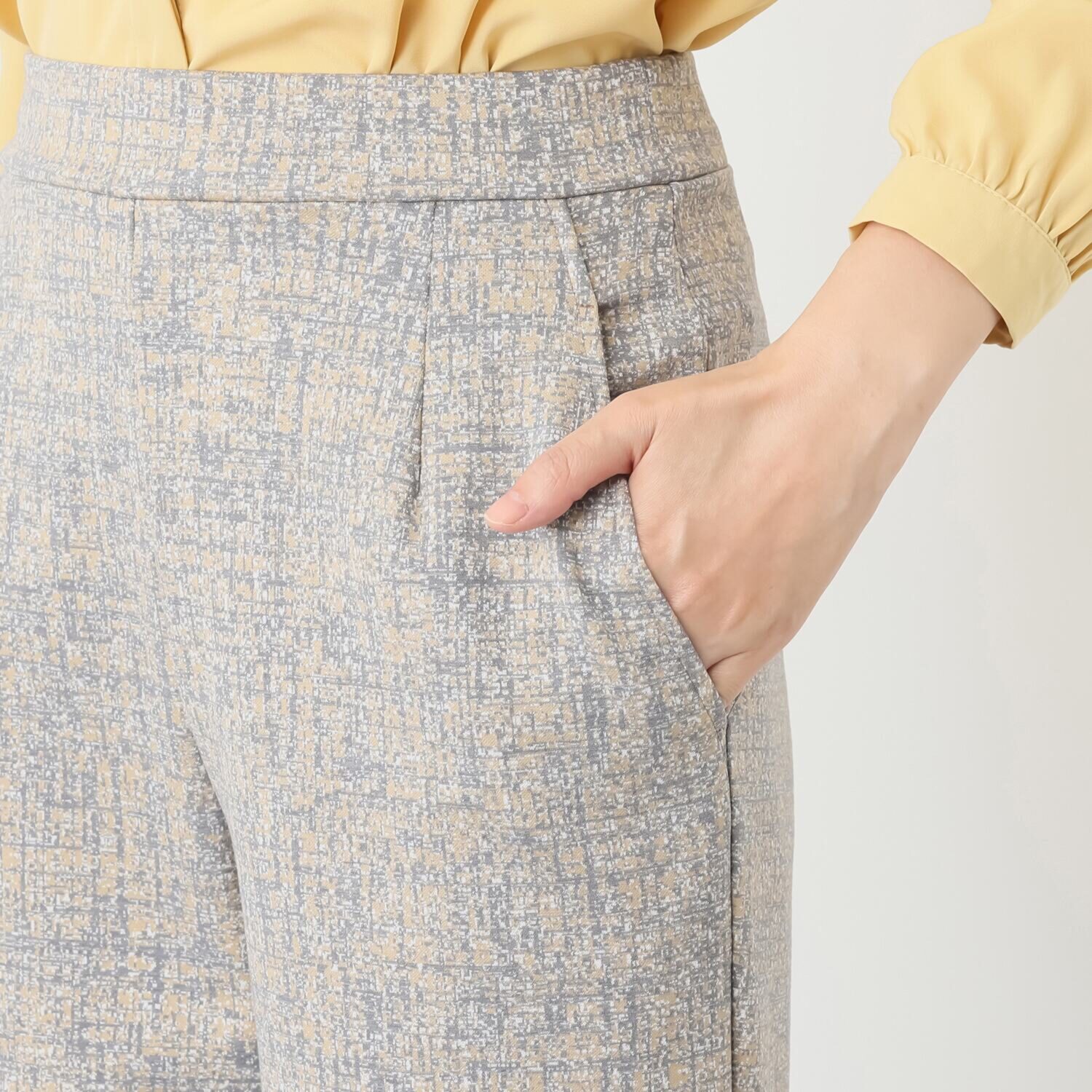 上質ごこち アーバンモザイク ジャガード ストレートパンツ