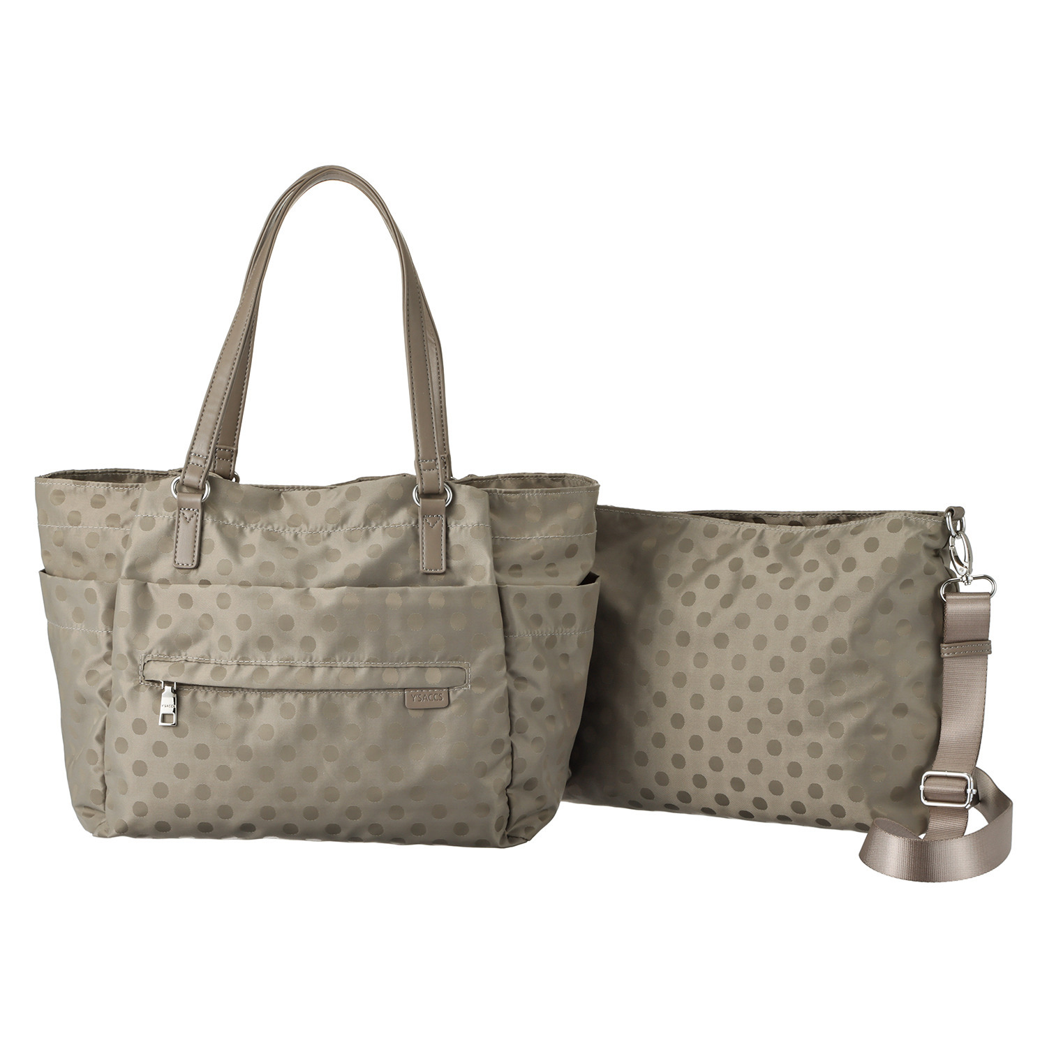 イザック はっ水　軽量 ドットジャガード ２ウェイトートバッグ＆ ショルダーバッグセット