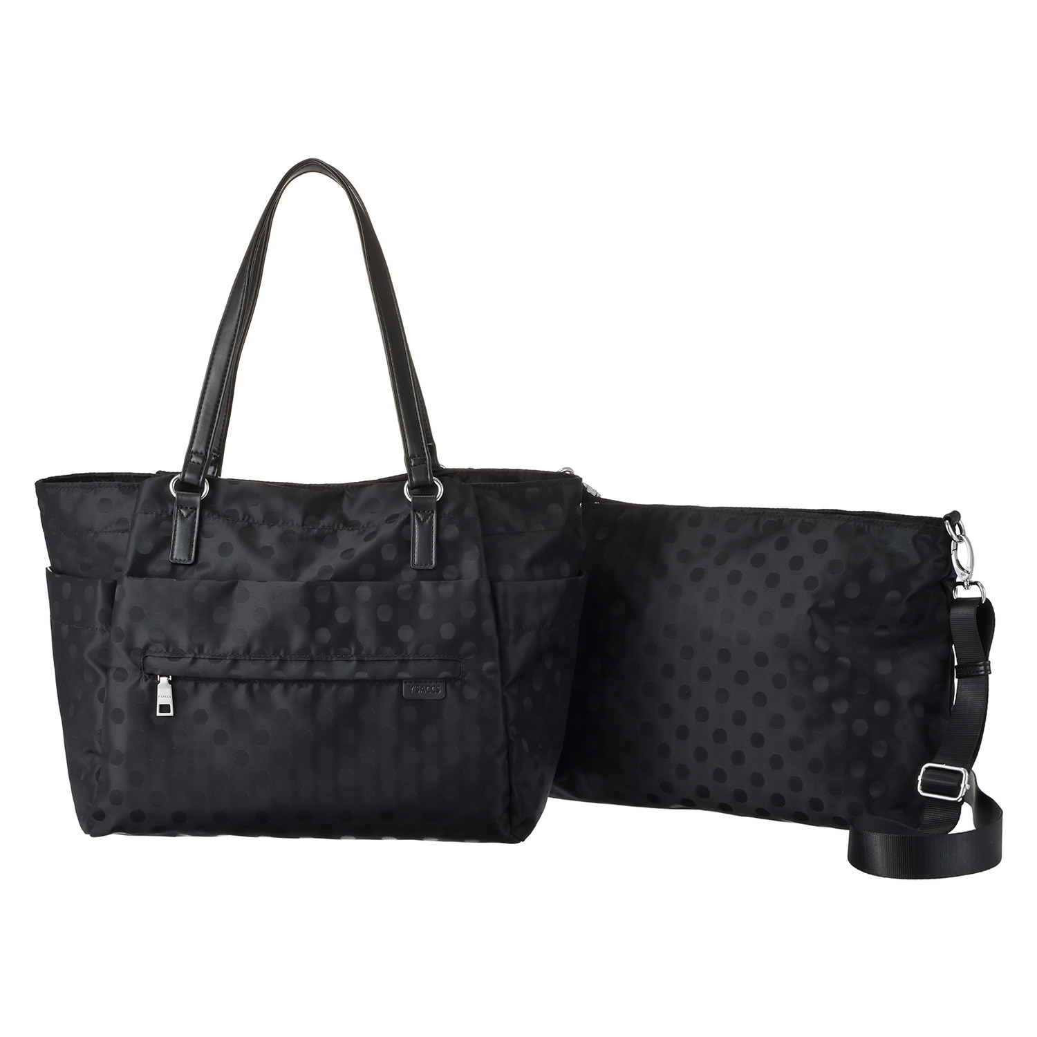 イザック はっ水　軽量 ドットジャガード ２ウェイトートバッグ＆ ショルダーバッグセット