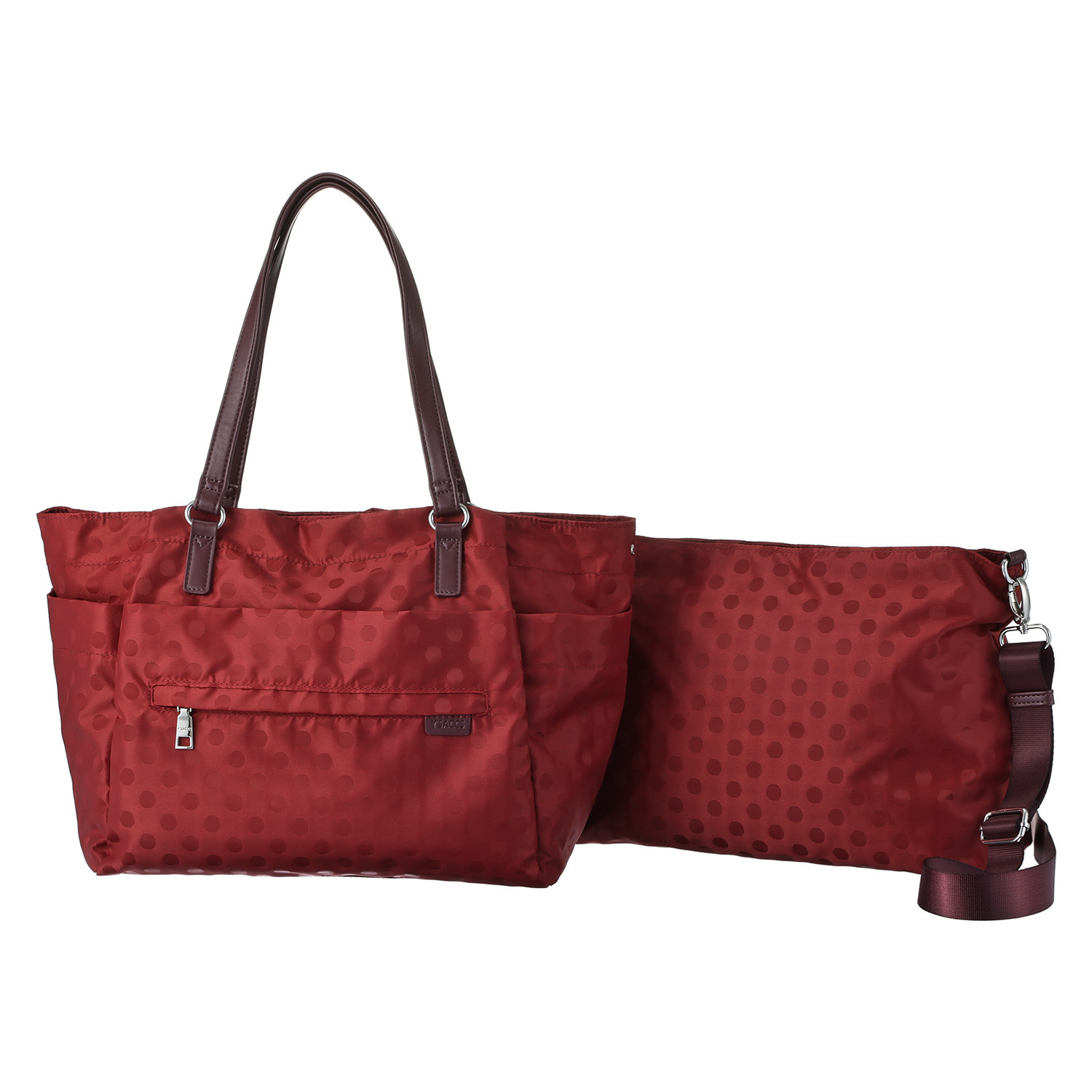 イザック はっ水　軽量 ドットジャガード ２ウェイトートバッグ＆ ショルダーバッグセット