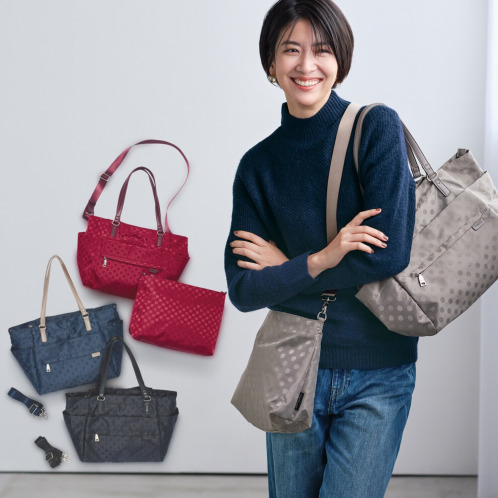 イザック はっ水 軽量 ドットジャガード 2ウェイトートバッグ& ショルダーバッグセット イザック はっ水 軽量 ドットジャガード 2ウェイトートバッグ& ショルダーバッグセット