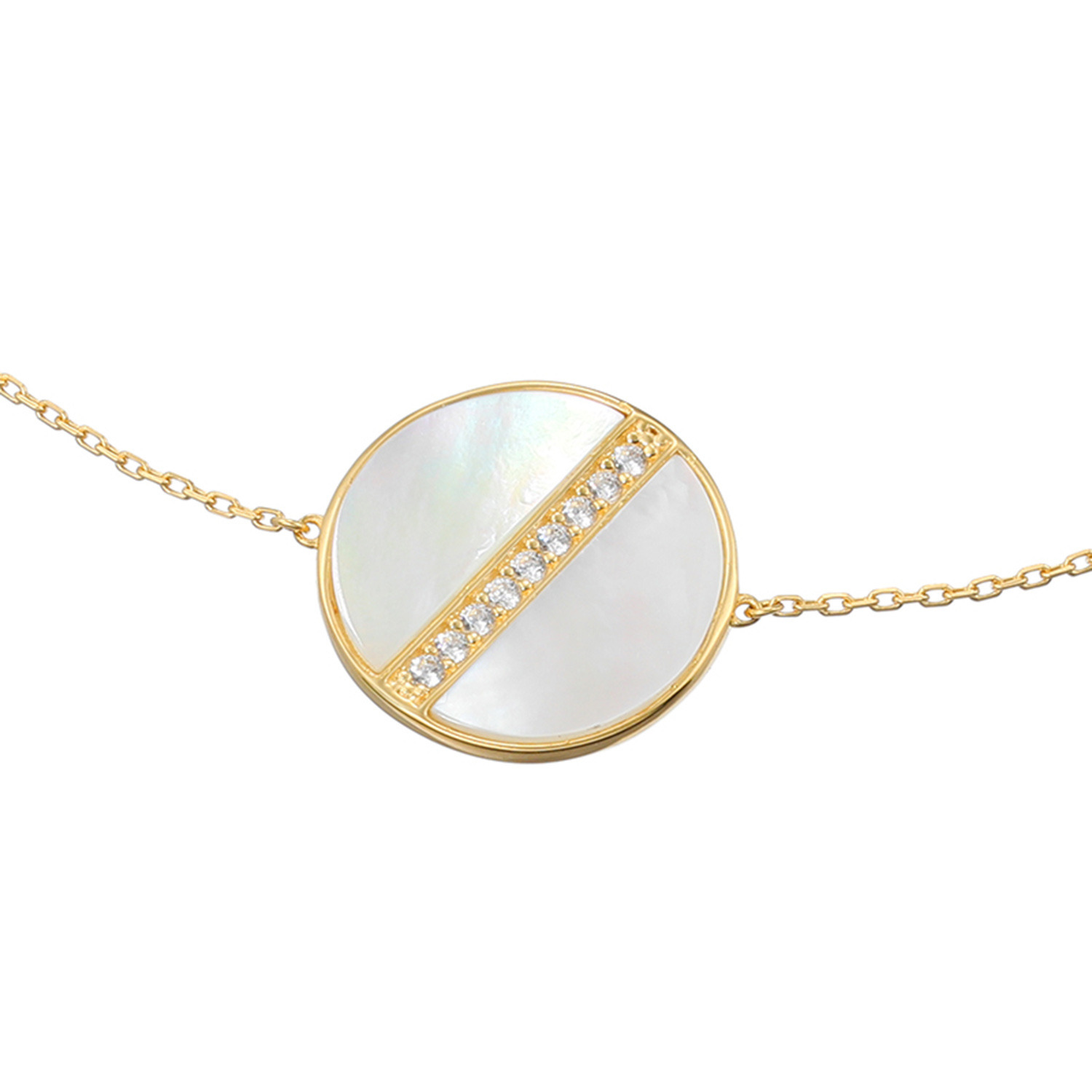 ルチェルーナ シルバー マザーオブパール＆ＣＺ ムーンシャインサークル ブレスレット