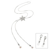 エアリーフェアリー プレシオサ社製 クリスタルガラス スターモティーフ スライド ロングネックレス＆ 淡水パールチャーム