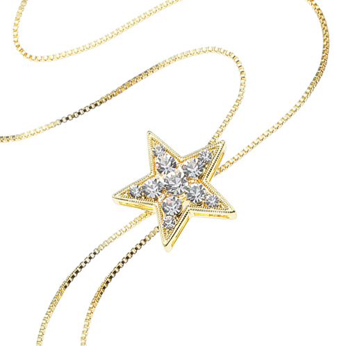 エアリーフェアリー プレシオサ社製 クリスタルガラス スターモティーフ スライド ロングネックレス＆ 淡水パールチャーム