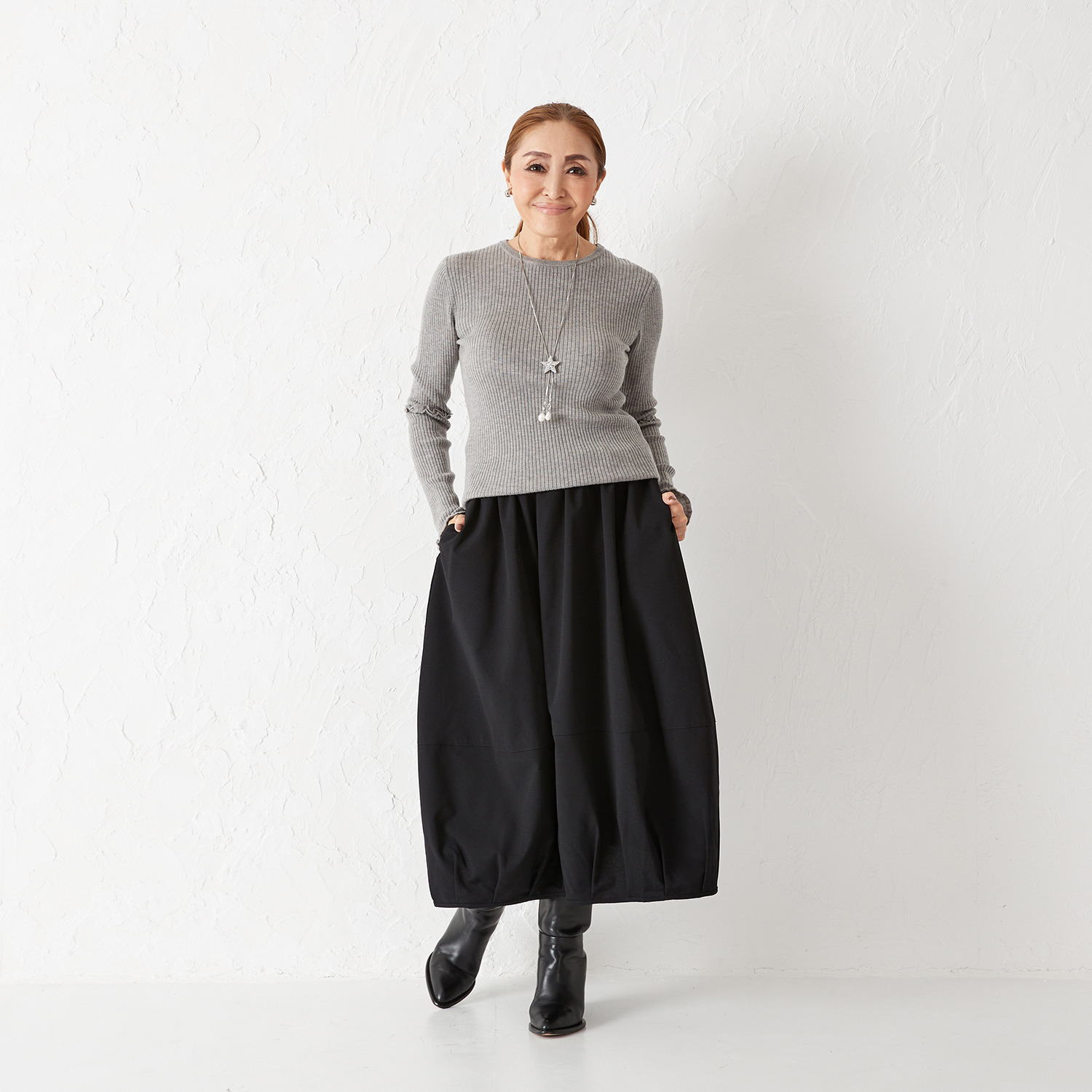 エアリーフェアリー プレシオサ社製 クリスタルガラス スターモティーフ スライド ロングネックレス＆ 淡水パールチャーム