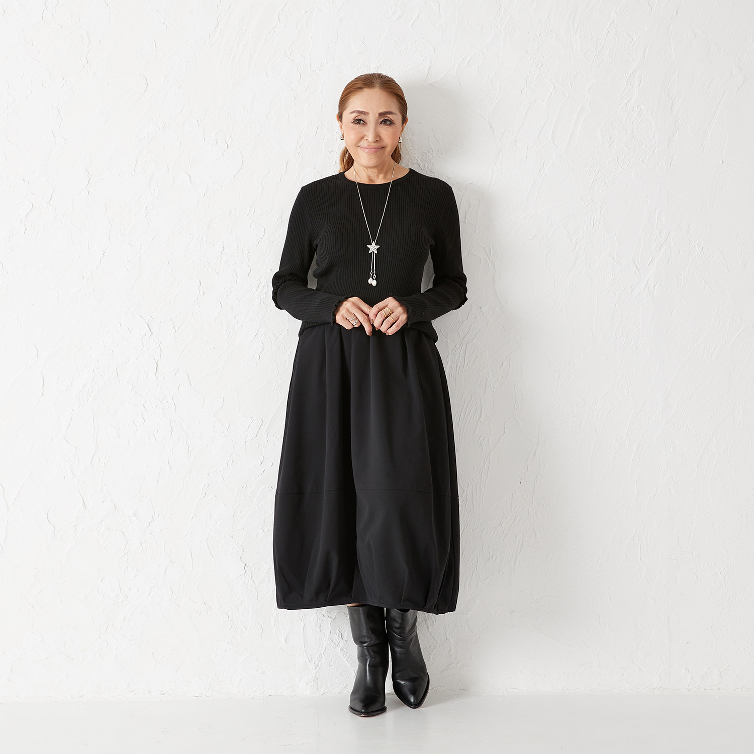 エアリーフェアリー プレシオサ社製 クリスタルガラス スターモティーフ スライド ロングネックレス＆ 淡水パールチャーム