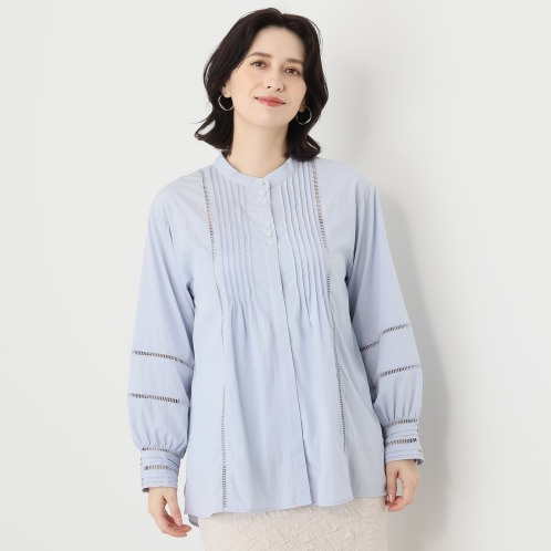 アトリエ　クース　ハシゴレース×ピンタック　日常に特別感を添える　ブラウス