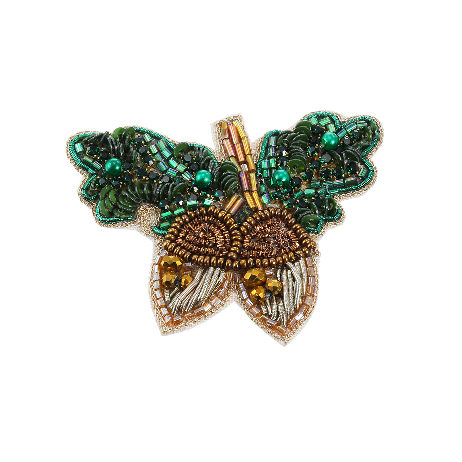 メルレット 着脱簡単 ビーズ刺しゅう ラッキーモティーフ マグネットブローチ