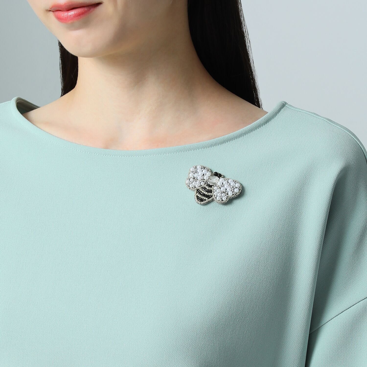 メルレット 着脱簡単 ビーズ刺しゅう ラッキーモティーフ マグネットブローチ