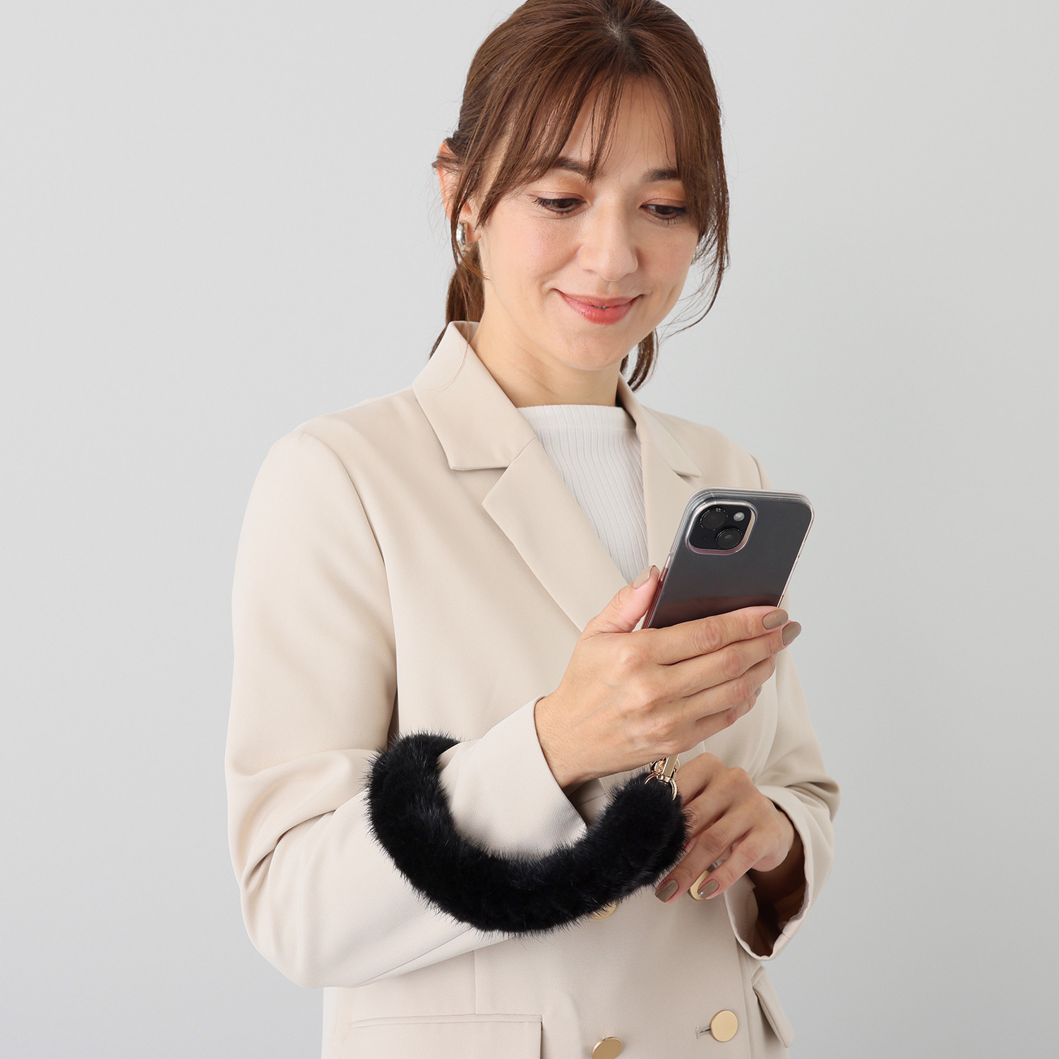 メルレット ミンクファー 編み込み マルチストラップ