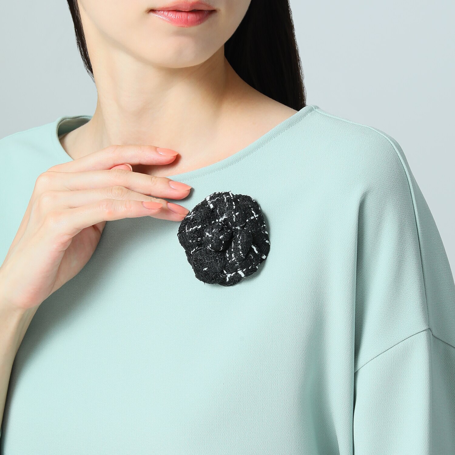 メルレット ファンシーツイード カメリア ２ウェイ クリップブローチ