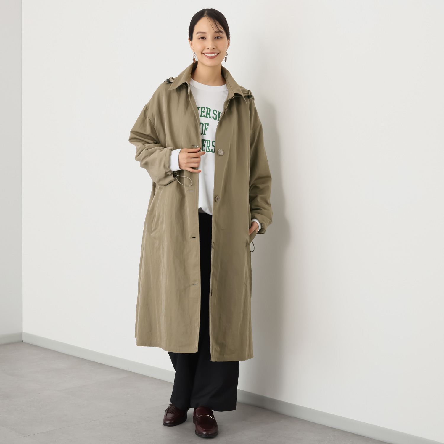 ヘ・エラ はっ水 大人美人 ナイロンワッシャー ロングコート