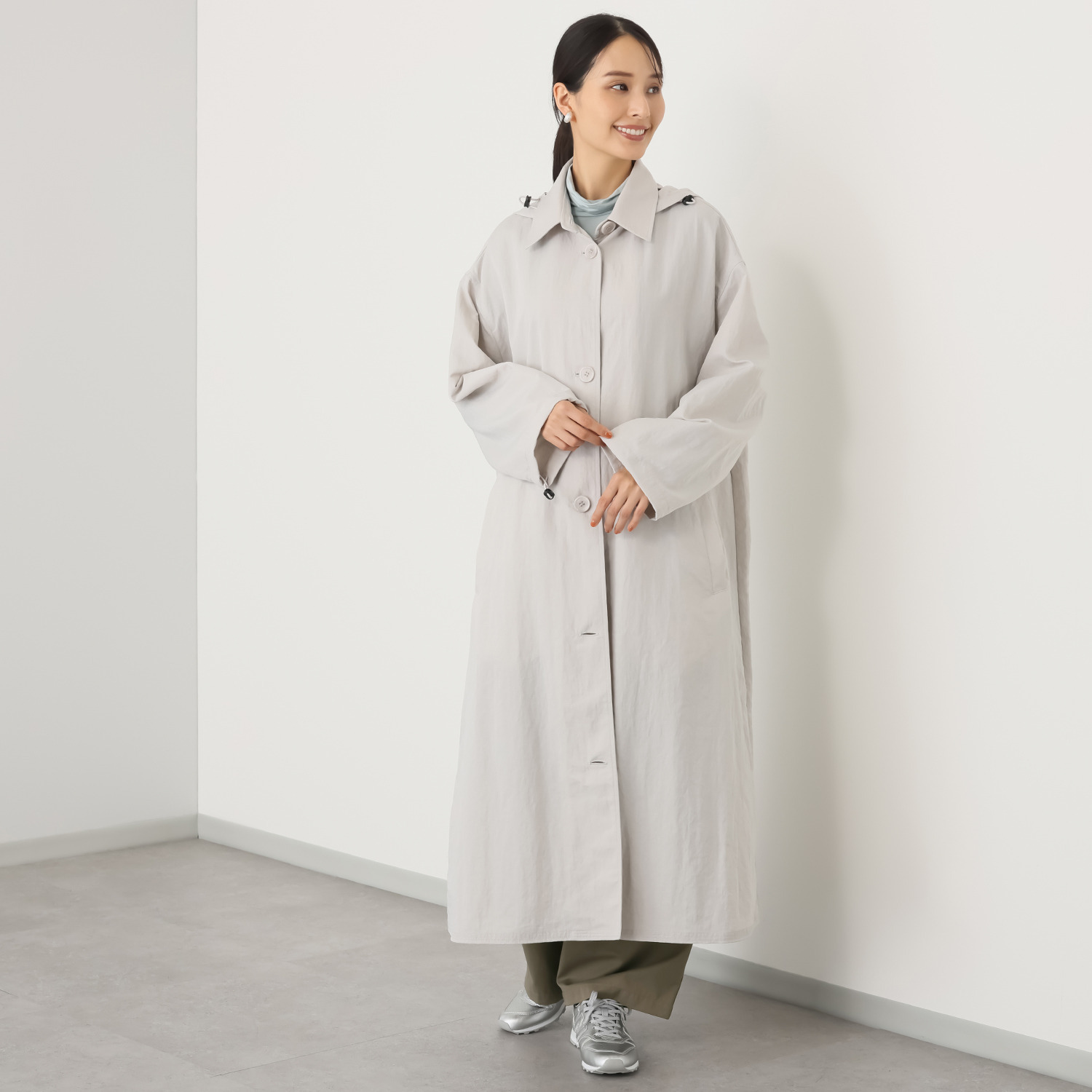 ヘ・エラ はっ水 大人美人 ナイロンワッシャー ロングコート