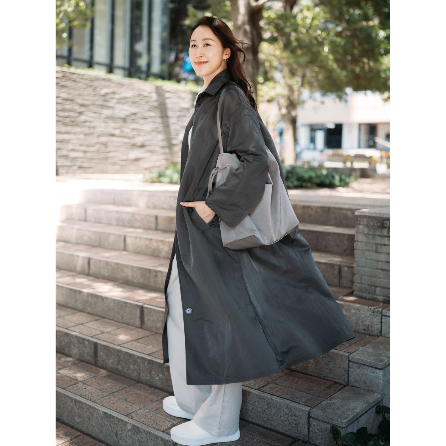 ヘ・エラ はっ水 大人美人 ナイロンワッシャー ロングコート