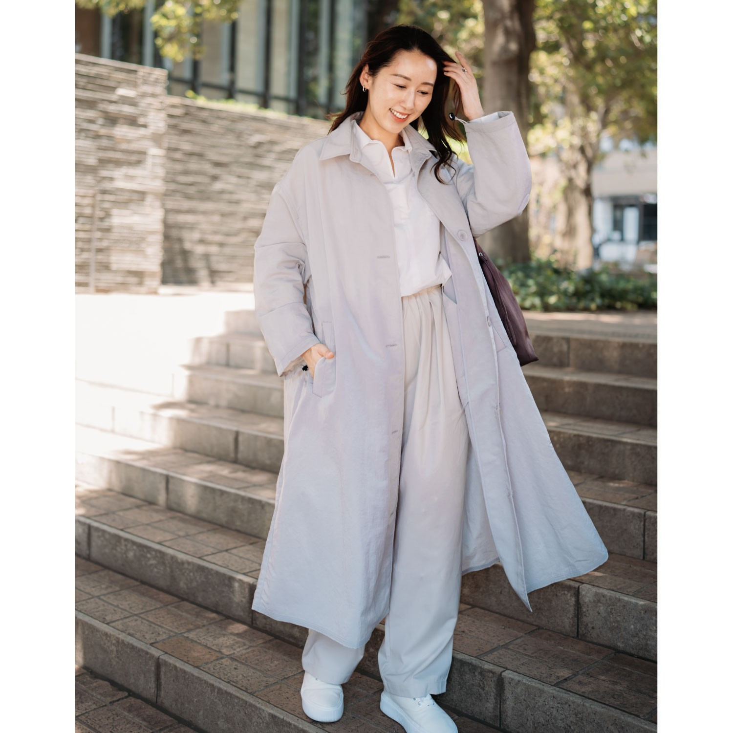 ヘ・エラ はっ水 大人美人 ナイロンワッシャー ロングコート