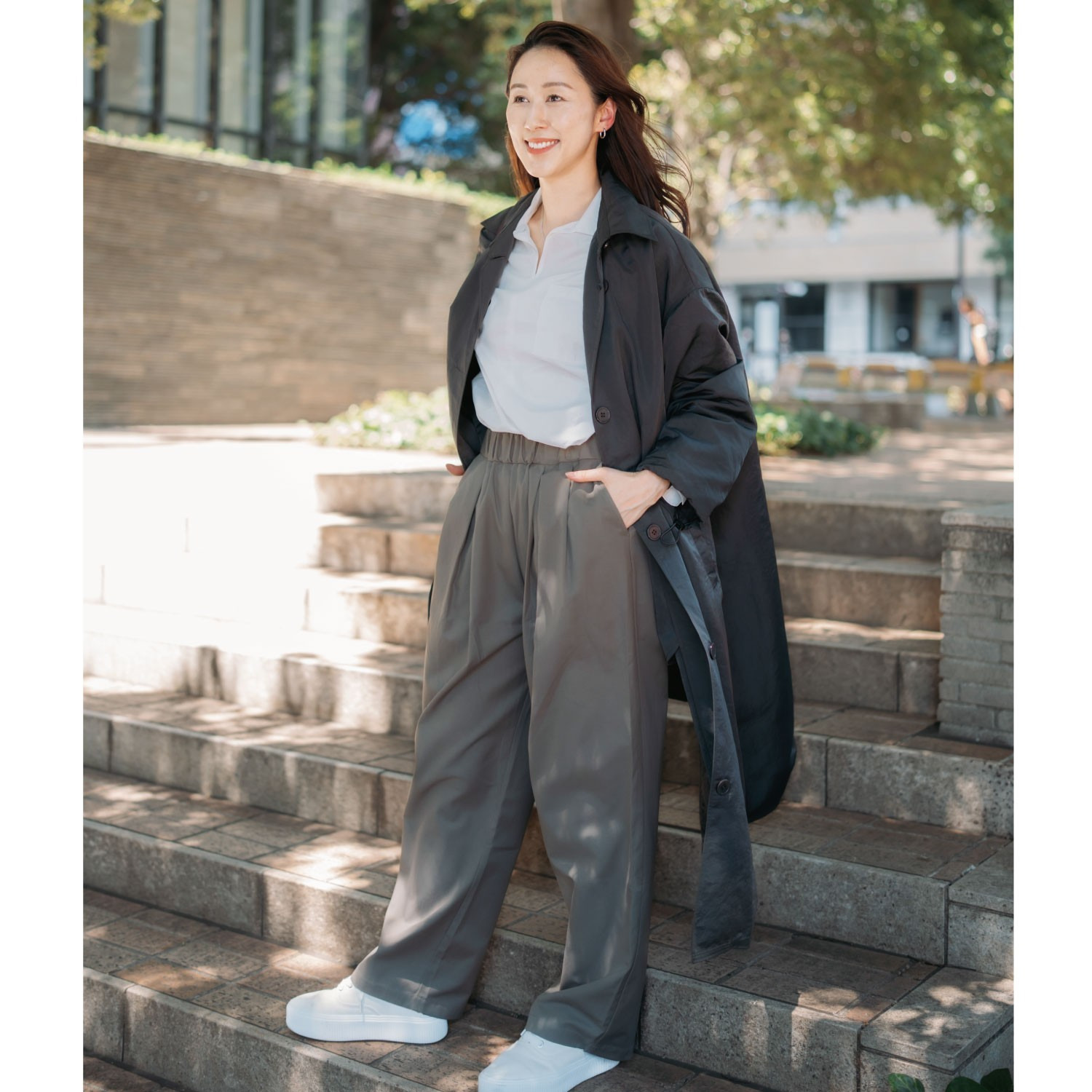 ヘ・エラ はっ水 大人美人 シルエットが決めて ワイドパンツ