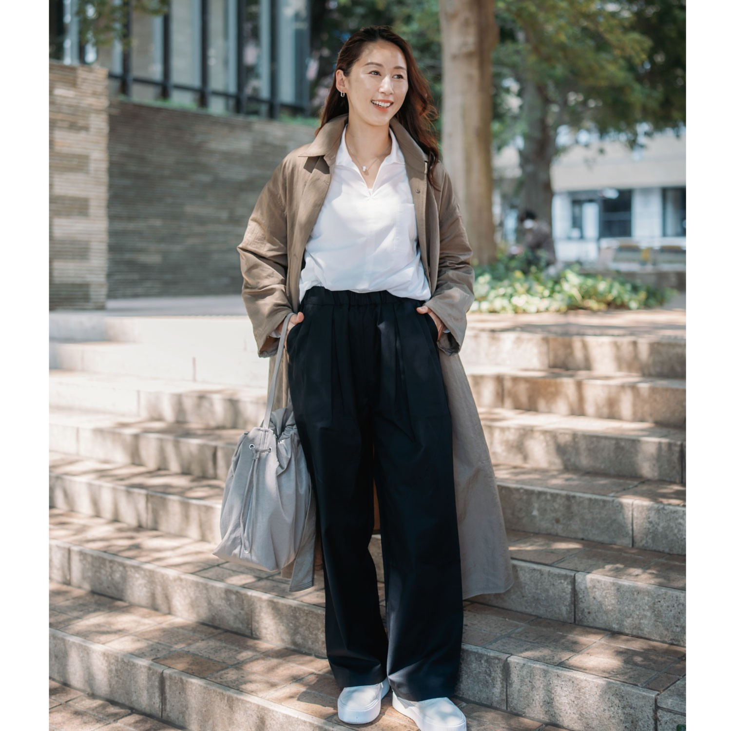 ヘ・エラ はっ水 大人美人 シルエットが決めて ワイドパンツ