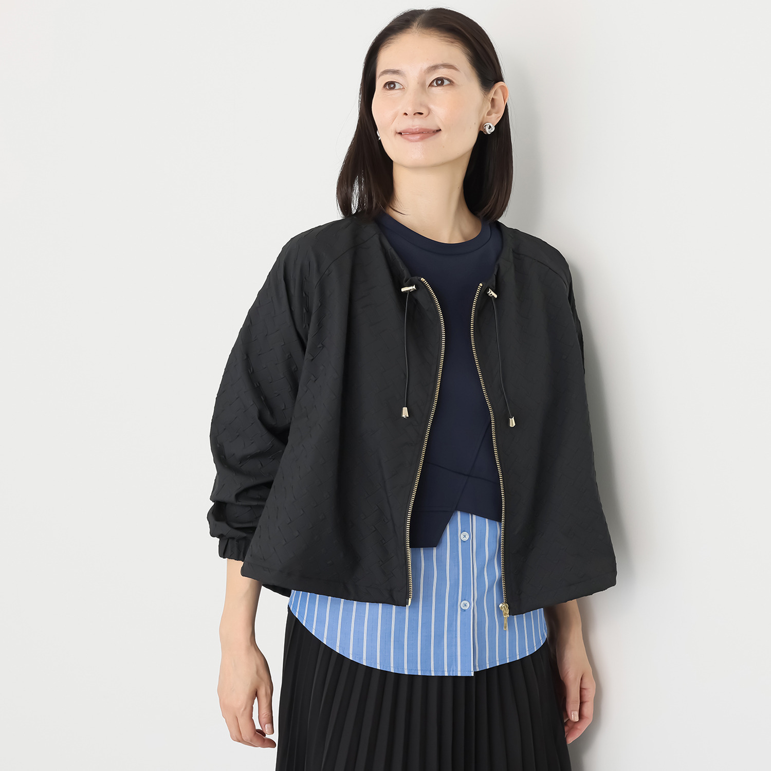 マチュート 丸みで華やぐ 秋映えジャガードブルゾン