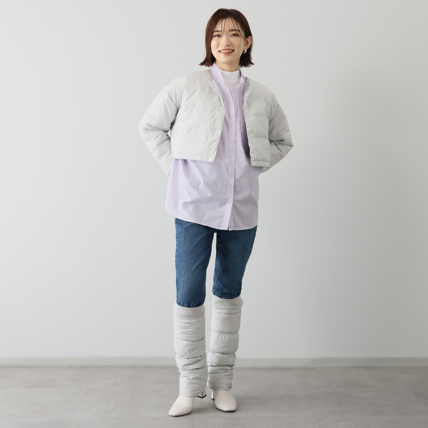 フィラ はっ水・防風 キルトステッチ ダウンレッグウォーマー