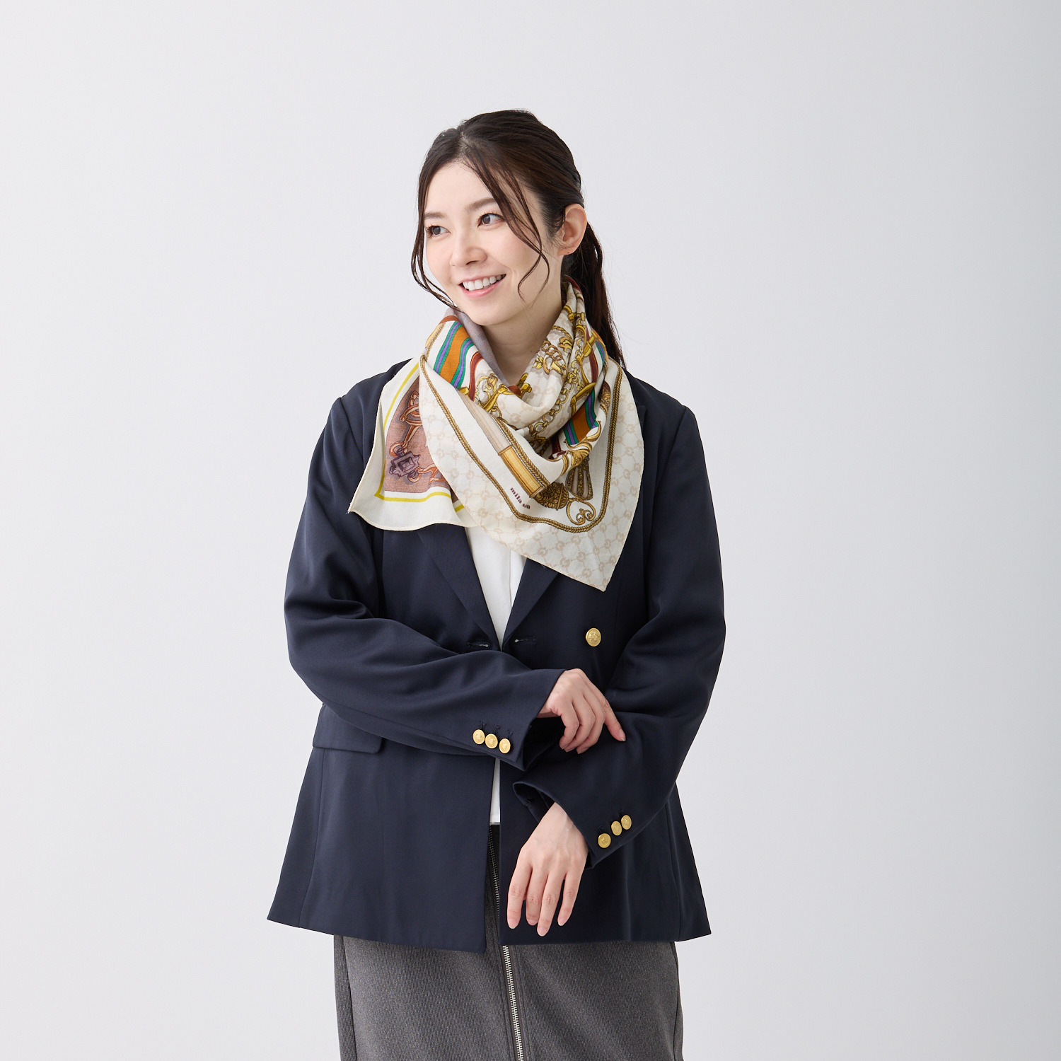 ミラ・ショーン ウールシルク スヌードスカーフ