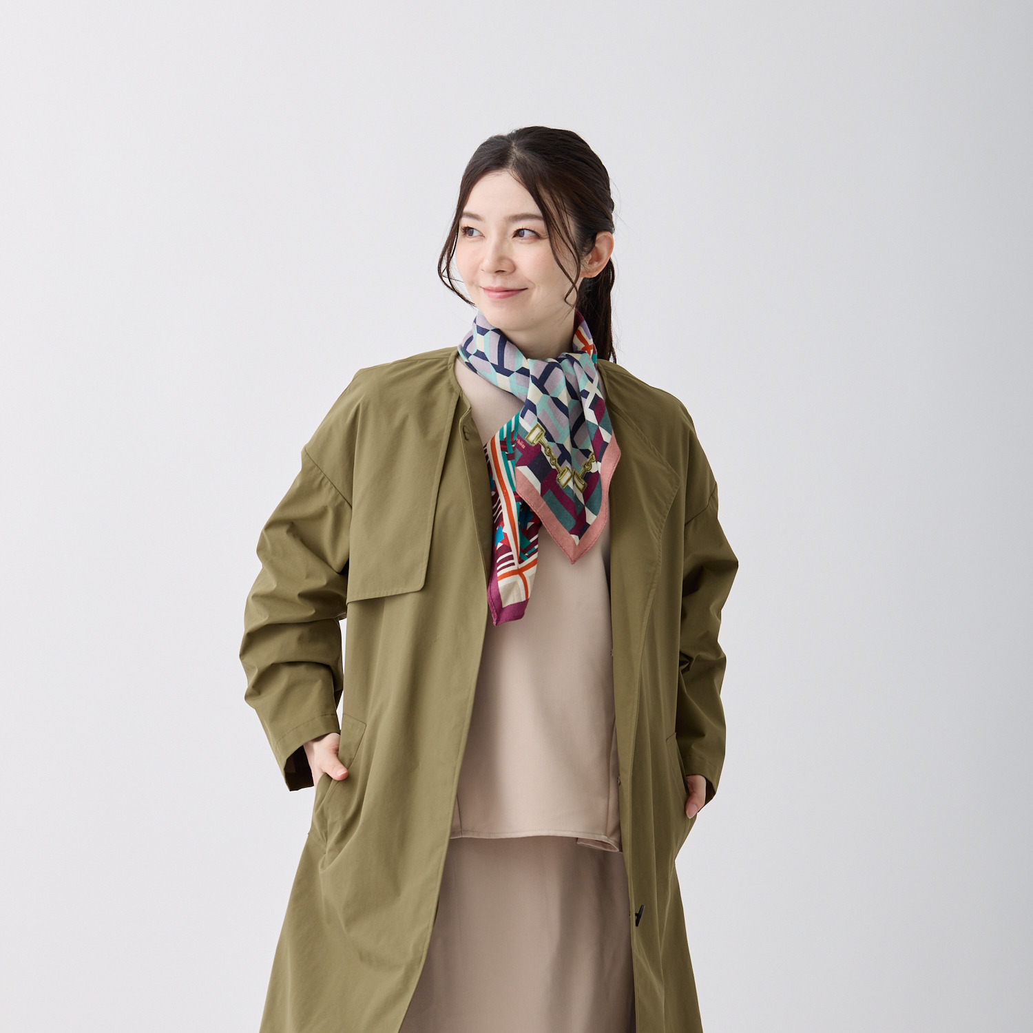 ミラ・ショーン ウールシルク スヌードスカーフ