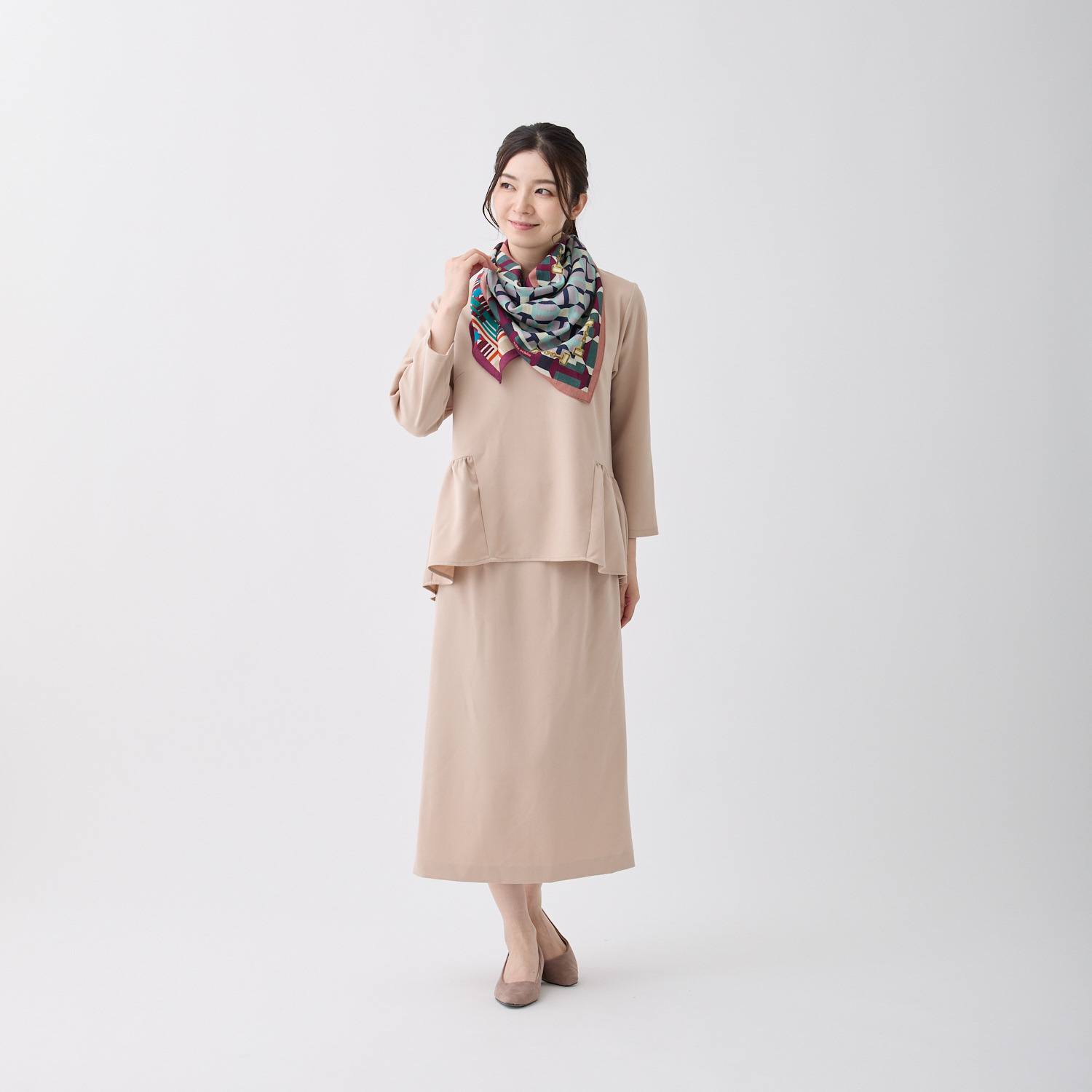 ミラ・ショーン ウールシルク スヌードスカーフ