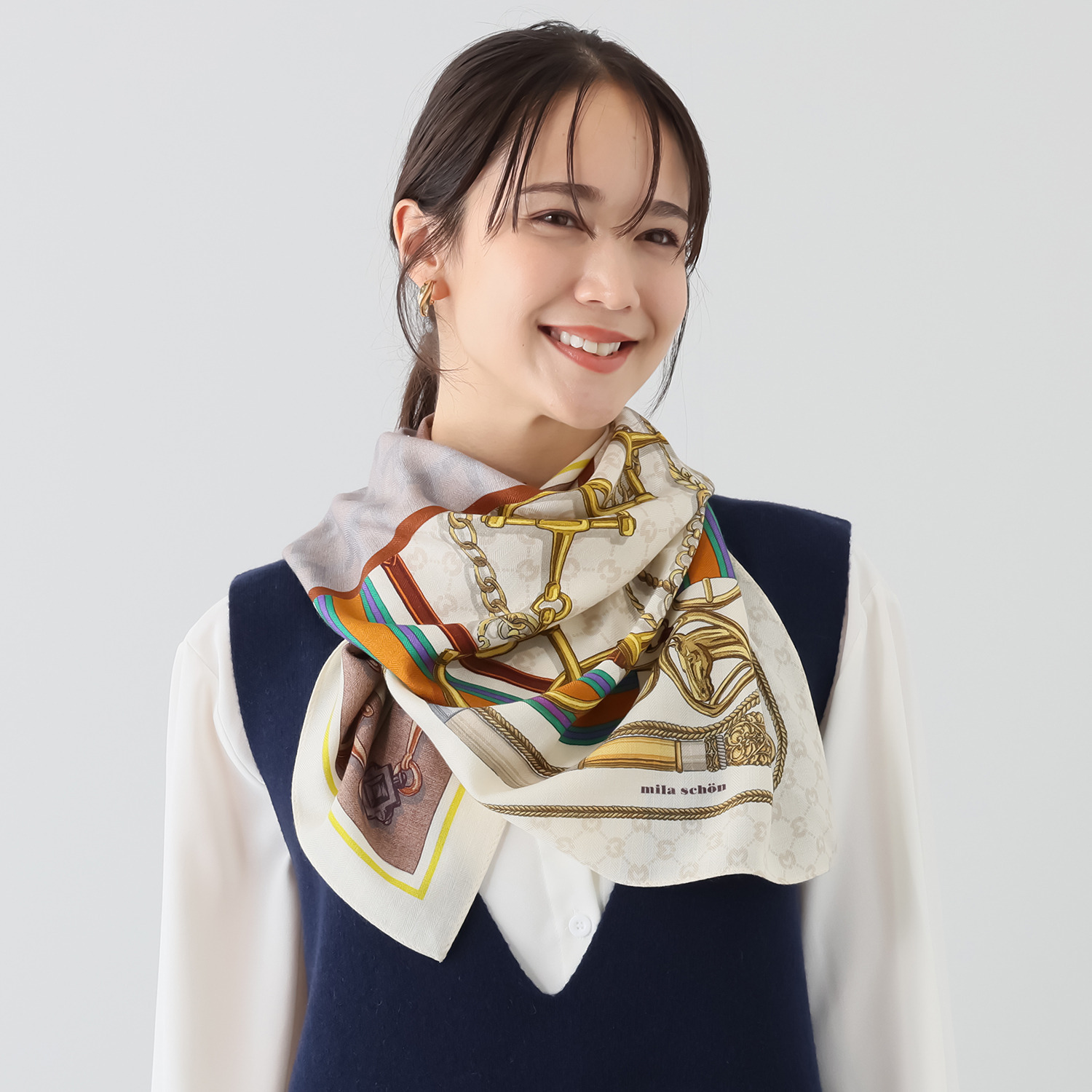 ミラ・ショーン ウールシルク スヌードスカーフ