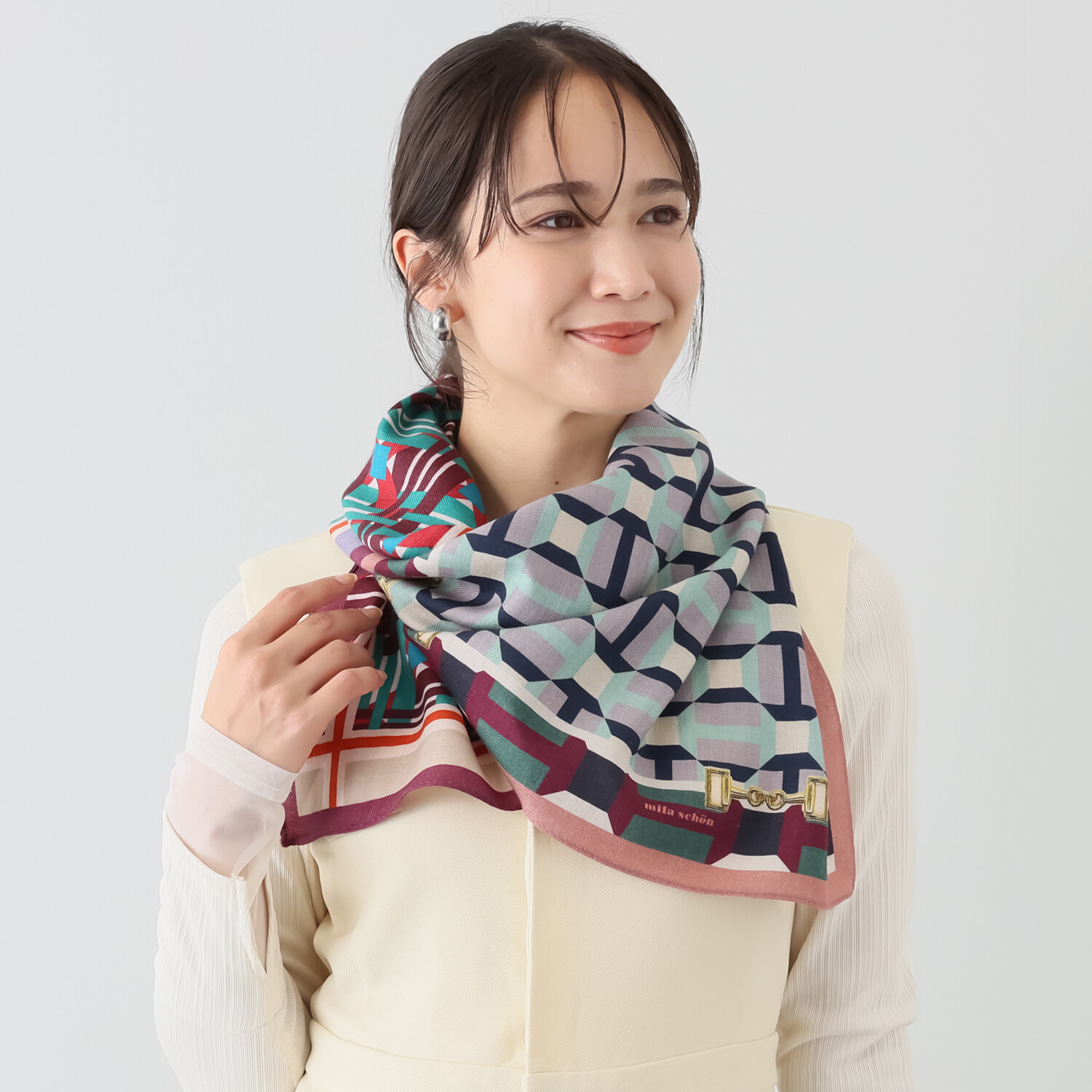 ミラ・ショーン ウールシルク スヌードスカーフ