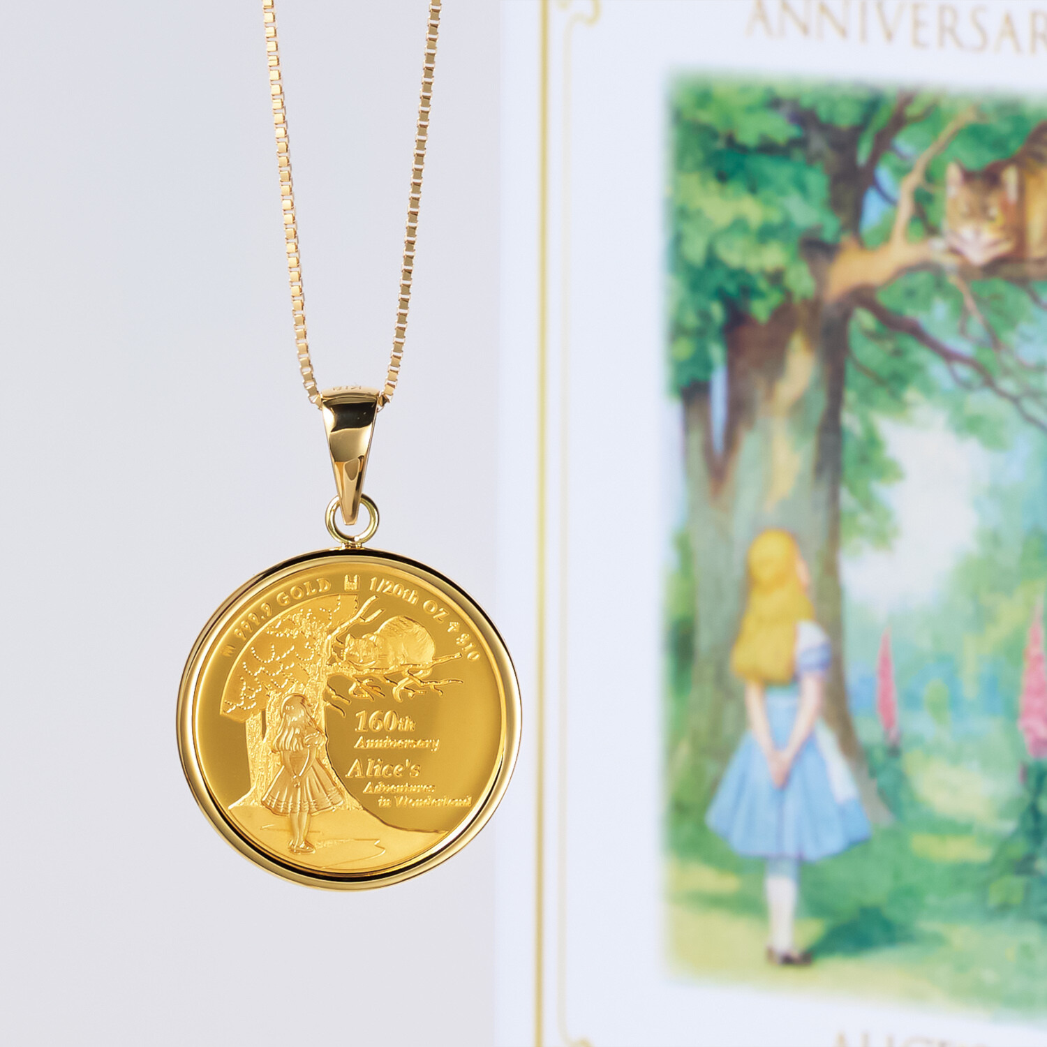 チェルカーレ 純金　ロイヤルミント製造 ２０２５年 不思議の国のアリス コインペンダントトップ ＜１／２０オンス＞