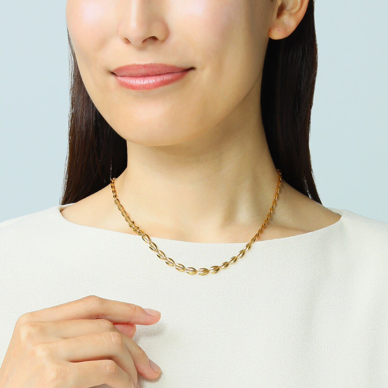 ラ・ピュア　バイ チェーンクリエイト 純金　６．３ｇＵＰ リバーシブル グラデーションデザイン リーフネックレス