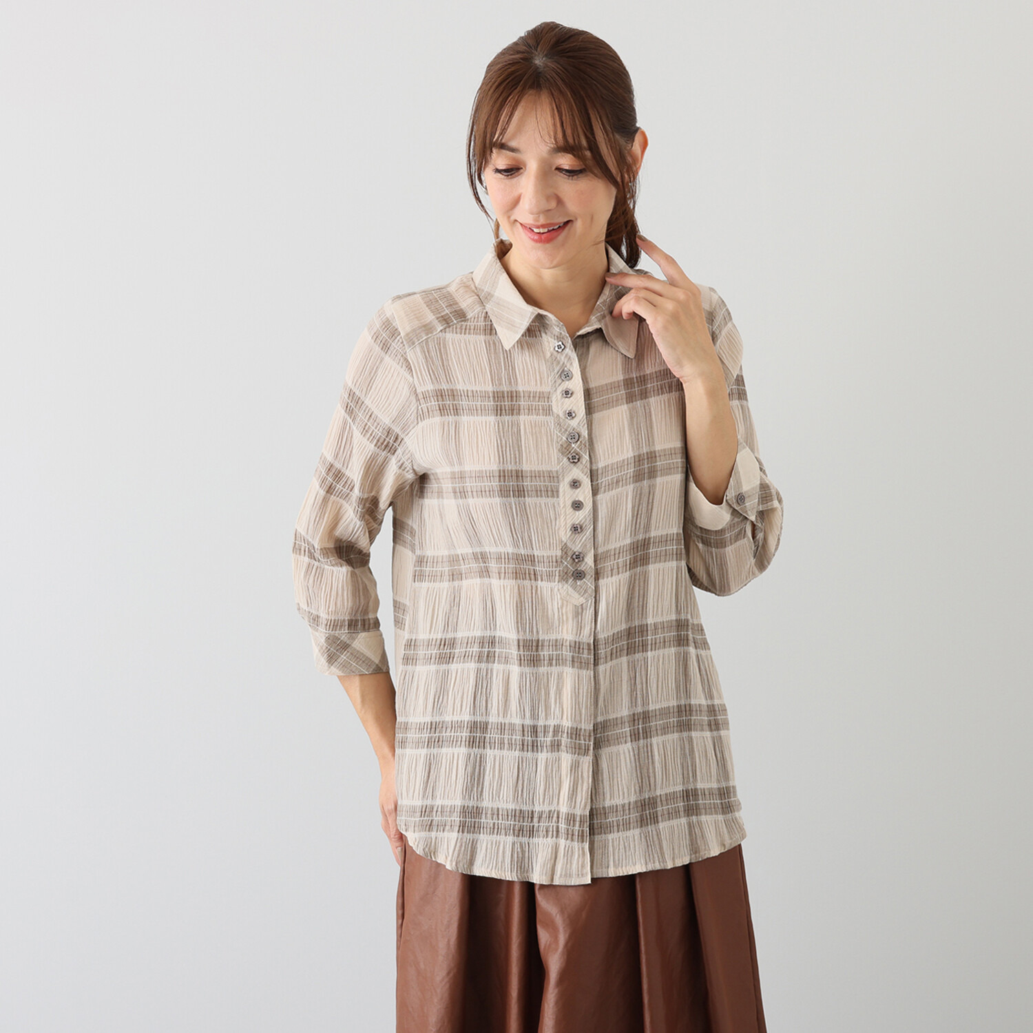 ダジュール 楊柳 チェックブラウス