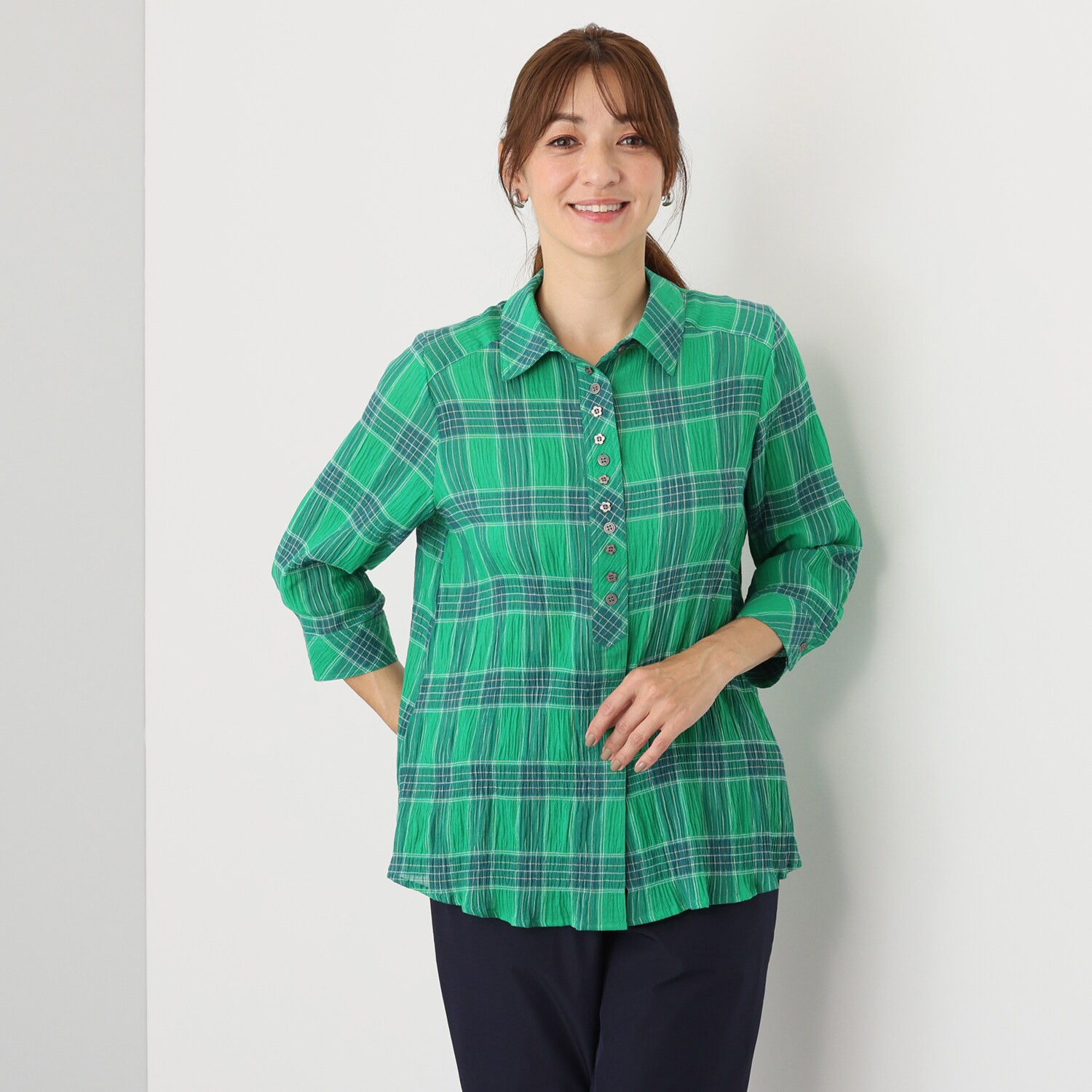 ダジュール 楊柳 チェックブラウス