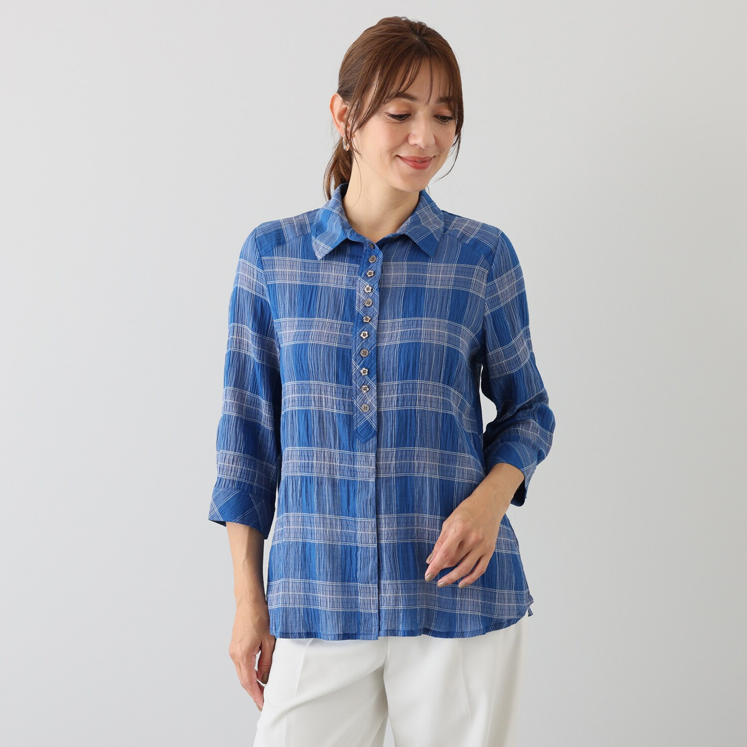 ダジュール 楊柳 チェックブラウス
