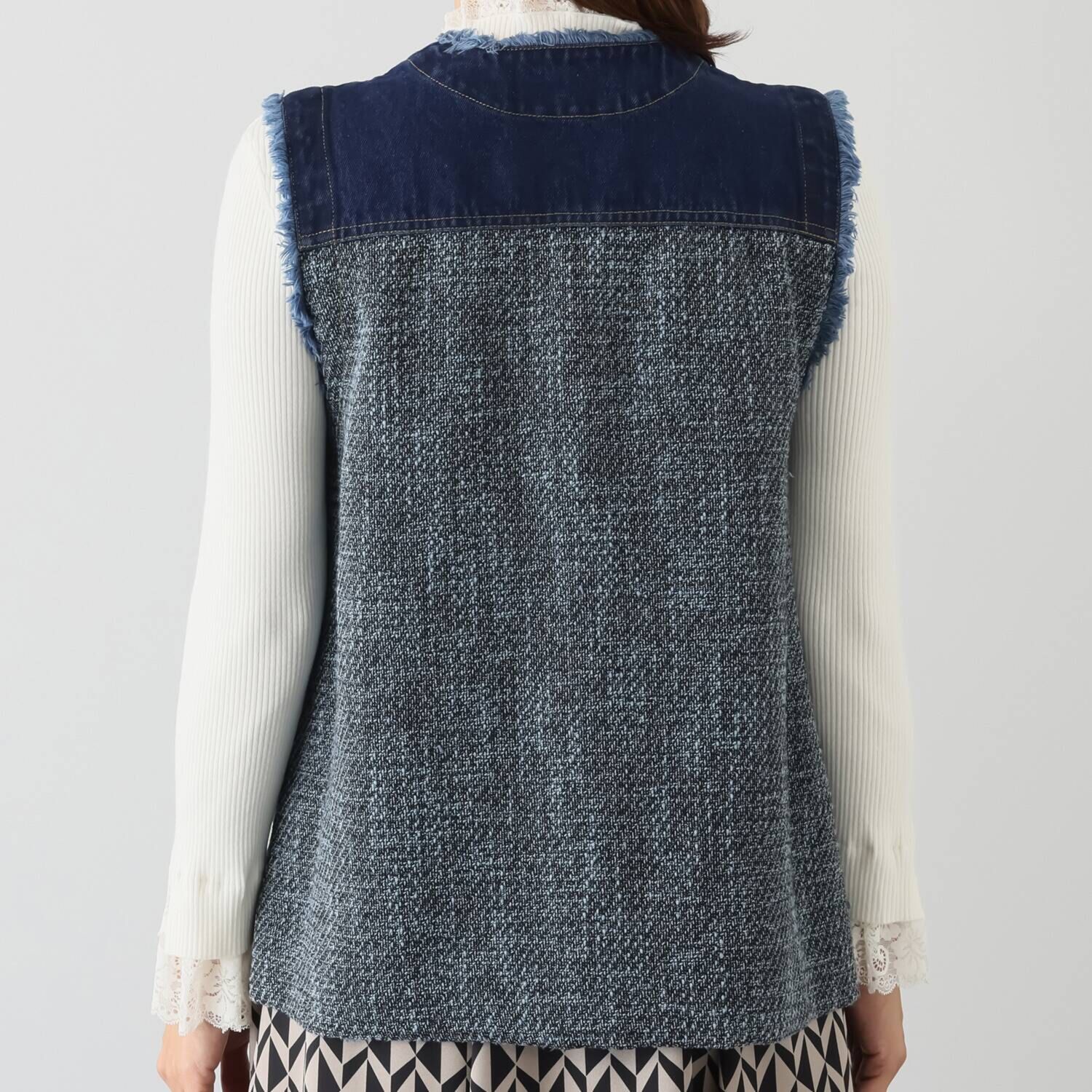 スタイル・ラヴィー ツイード＆デニム ドッキングジレ