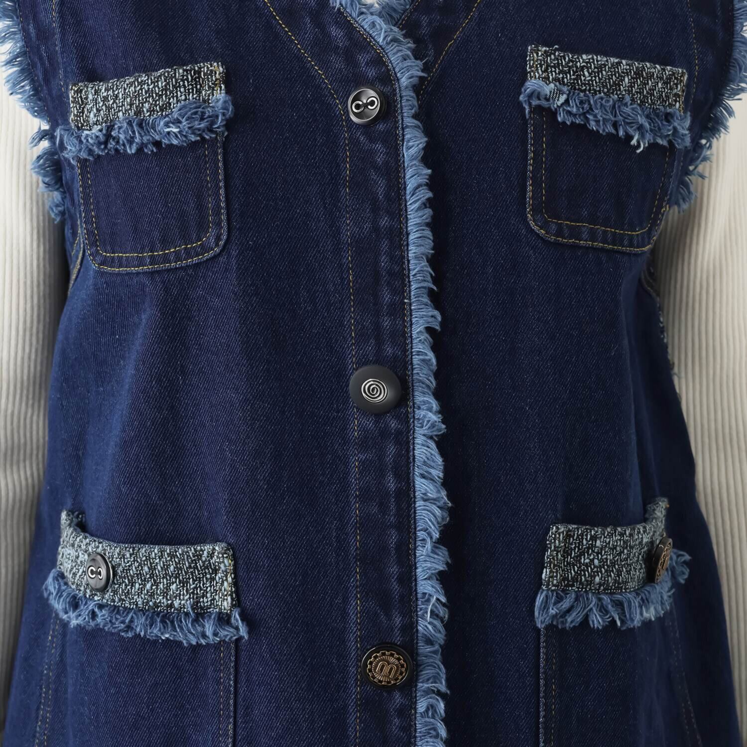 スタイル・ラヴィー ツイード＆デニム ドッキングジレ