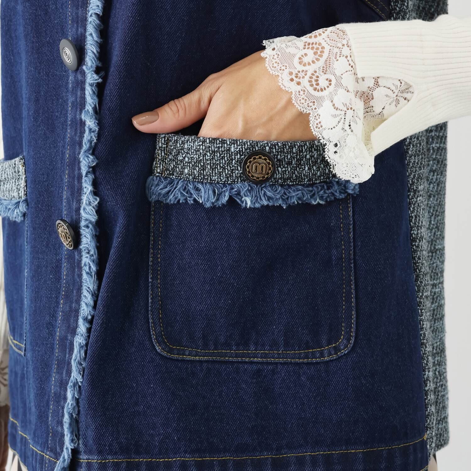 スタイル・ラヴィー ツイード＆デニム ドッキングジレ