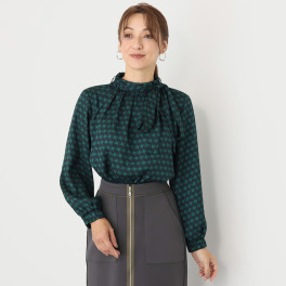 スタイル・ラヴィー ジオメトリックプリント ボウタイブラウス