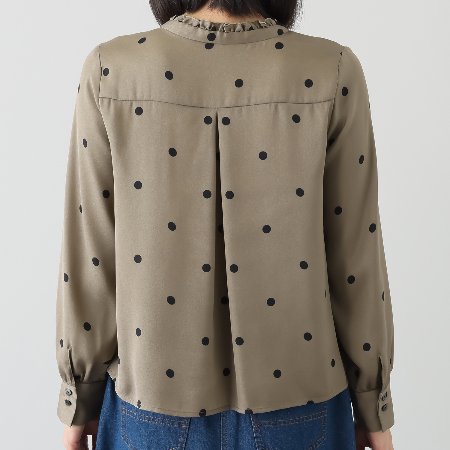 スタイル・ラヴィー ドットプリント ギャザーアクセント ブラウス