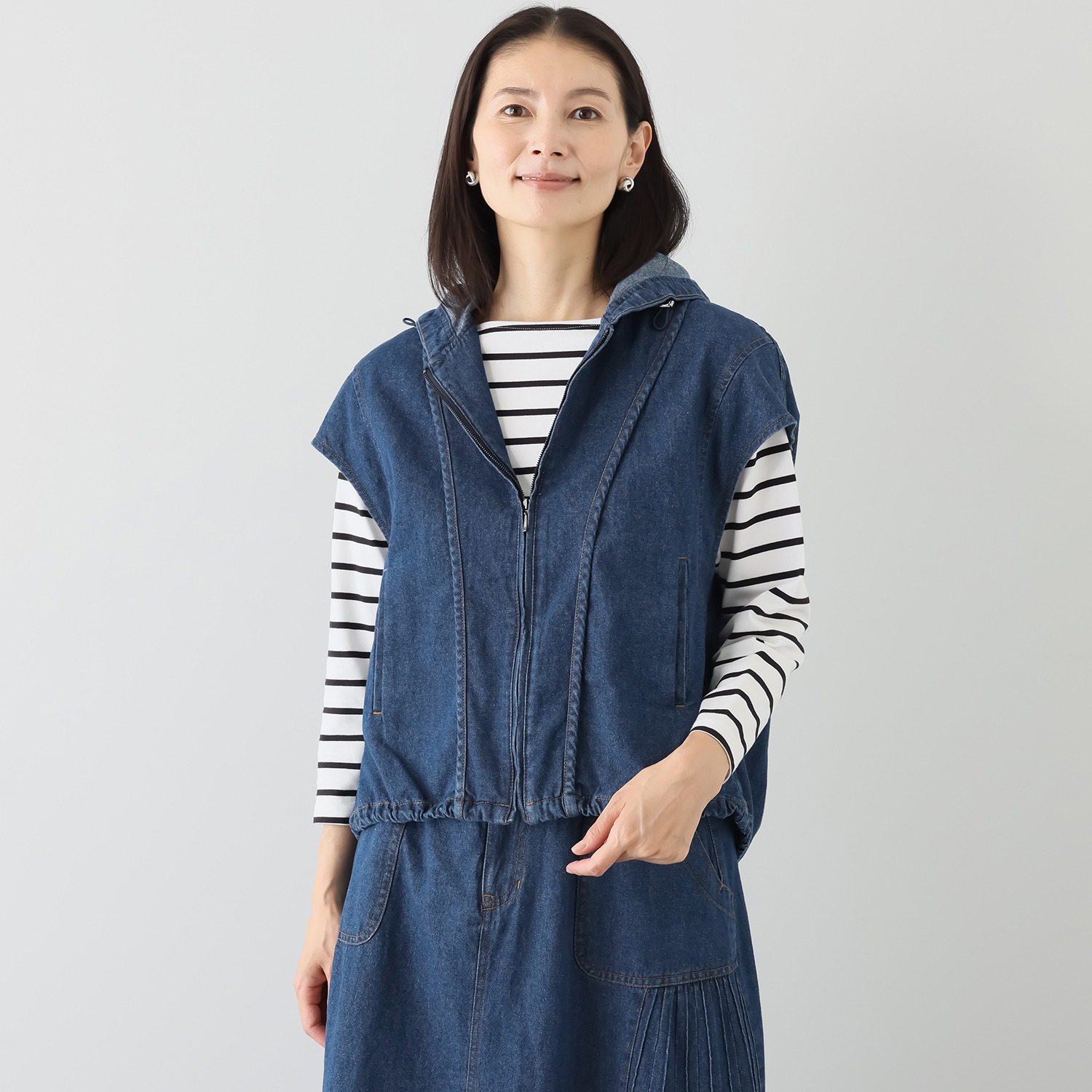 スタイル・ラヴィー フーディーデニムベスト