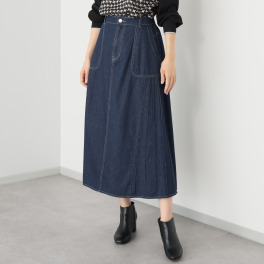 スタイル・ラヴィー サイドプリーツアクセント デニムスカート