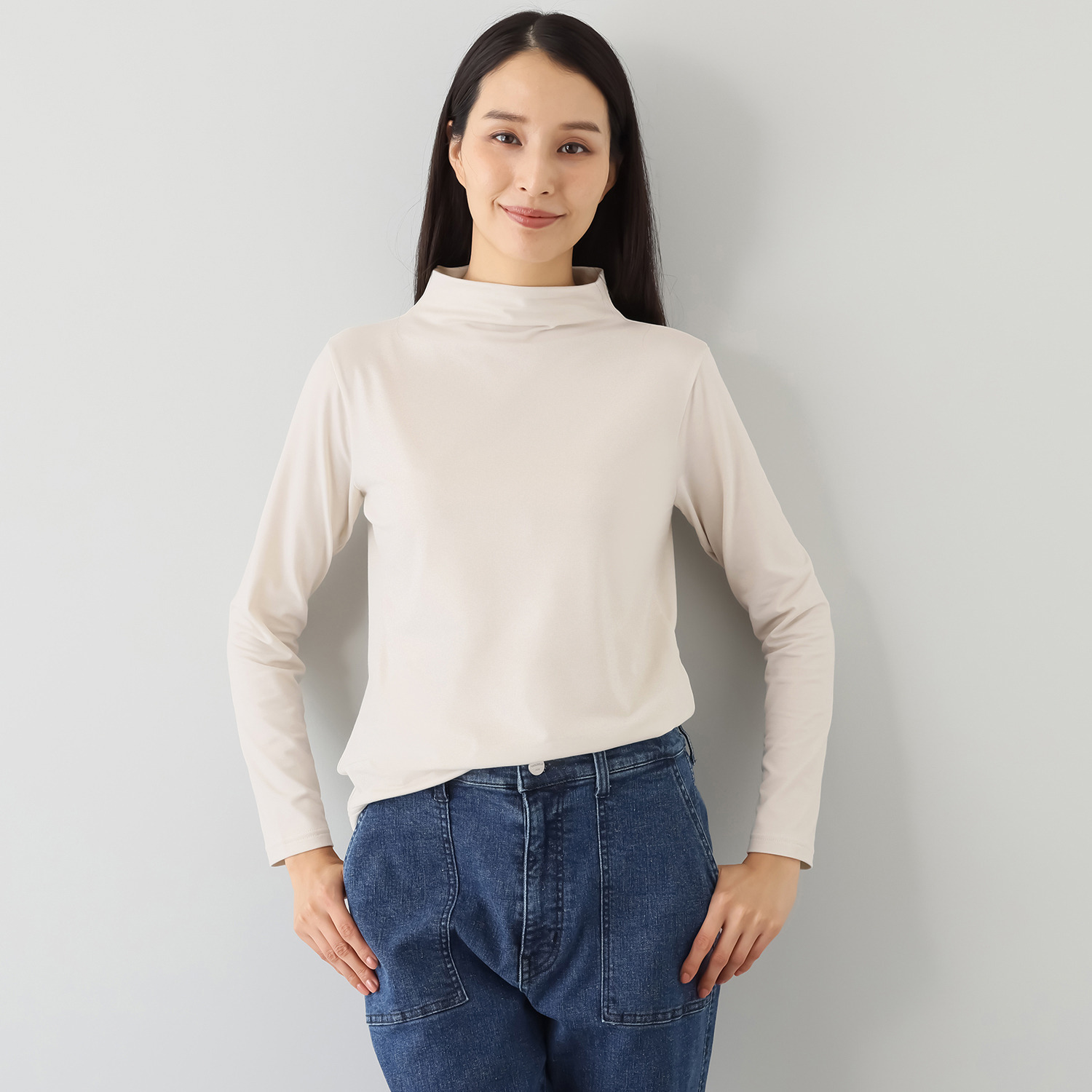 ココンライフ　ドゥ ＵＶカット・吸湿発熱 ルナセル（Ｒ）ベア天竺 ボトルネックプルオーバー