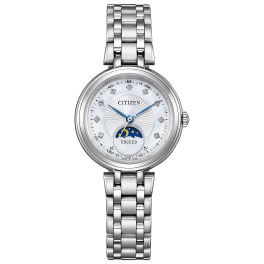シチズン “エクシード” ９ポイントダイヤモンド ラウンドフェイス チタンベルト 電波ソーラーウォッチ ＜シルバーカラー＞