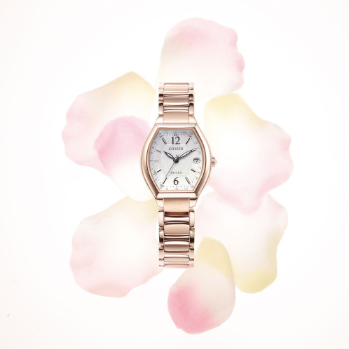 シチズン　"エクシード"　トノーフェイス　チタンベルト　電波ソーラーウォッチ　＜サクラピンク＞