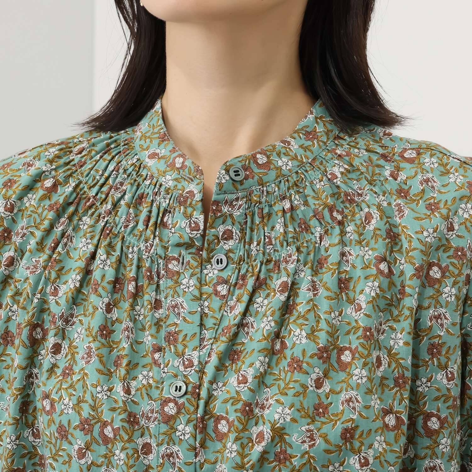 アリュメット 花柄 コットンシャーリング ブラウス