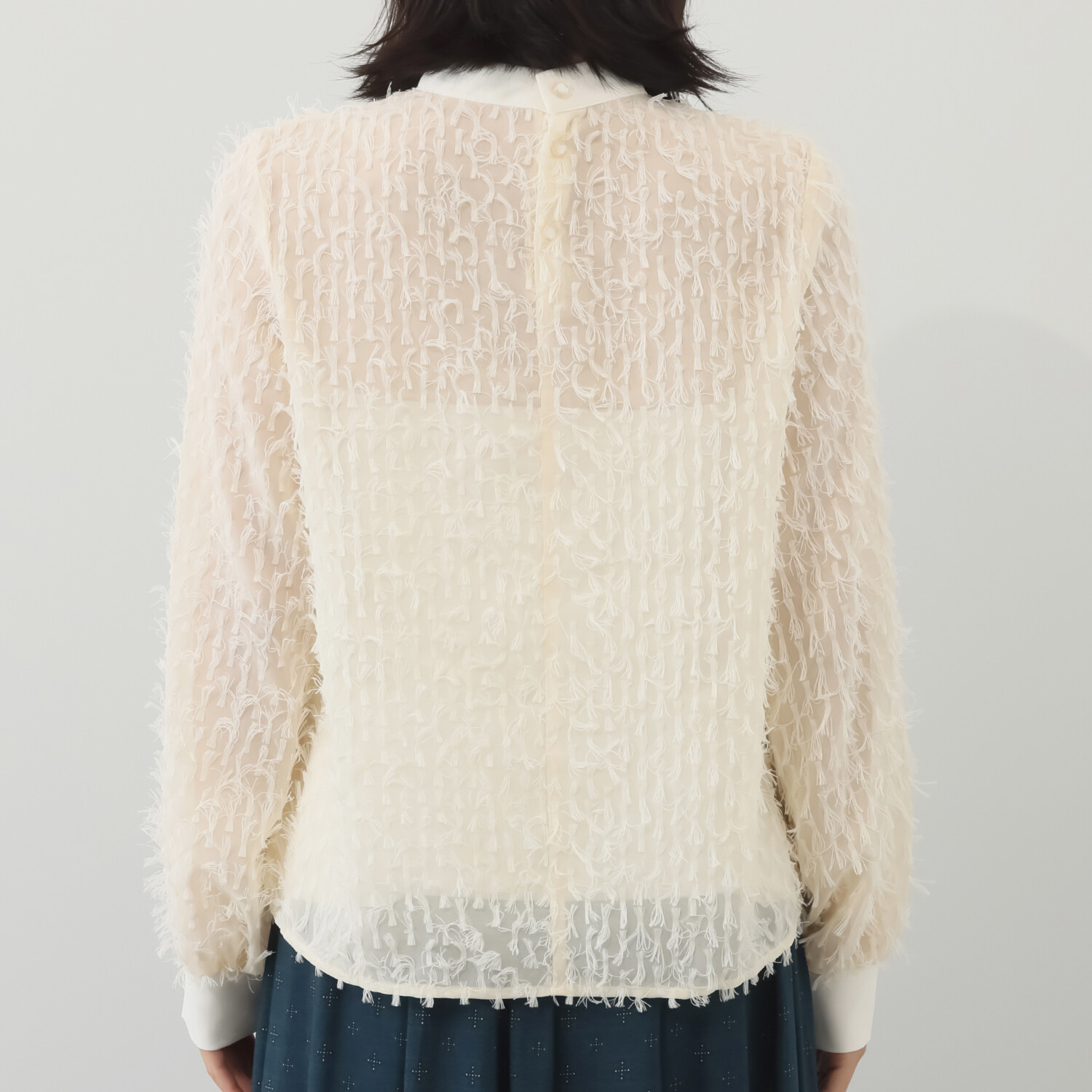 アリュメット フリンジ ジャカードブラウス