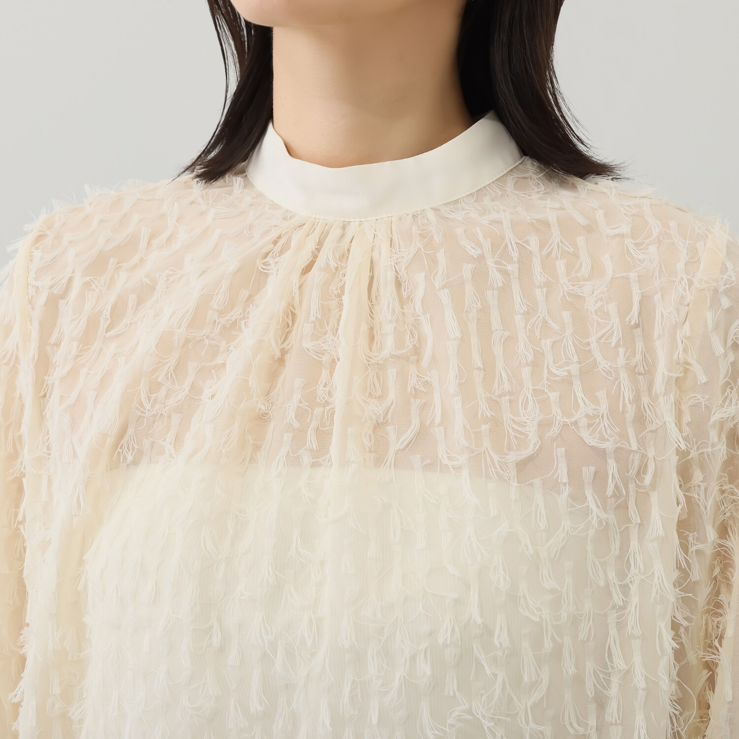 アリュメット フリンジ ジャカードブラウス