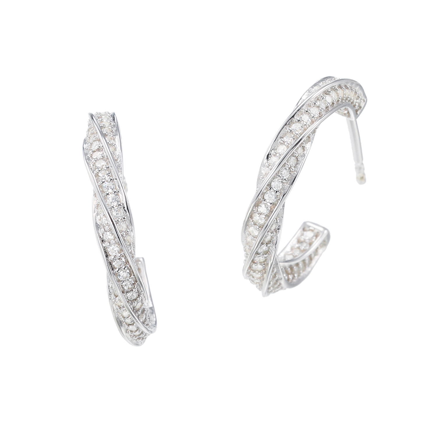 ブリランテステッラ シルバー ＣＺ ツイストウェービー フープピアス